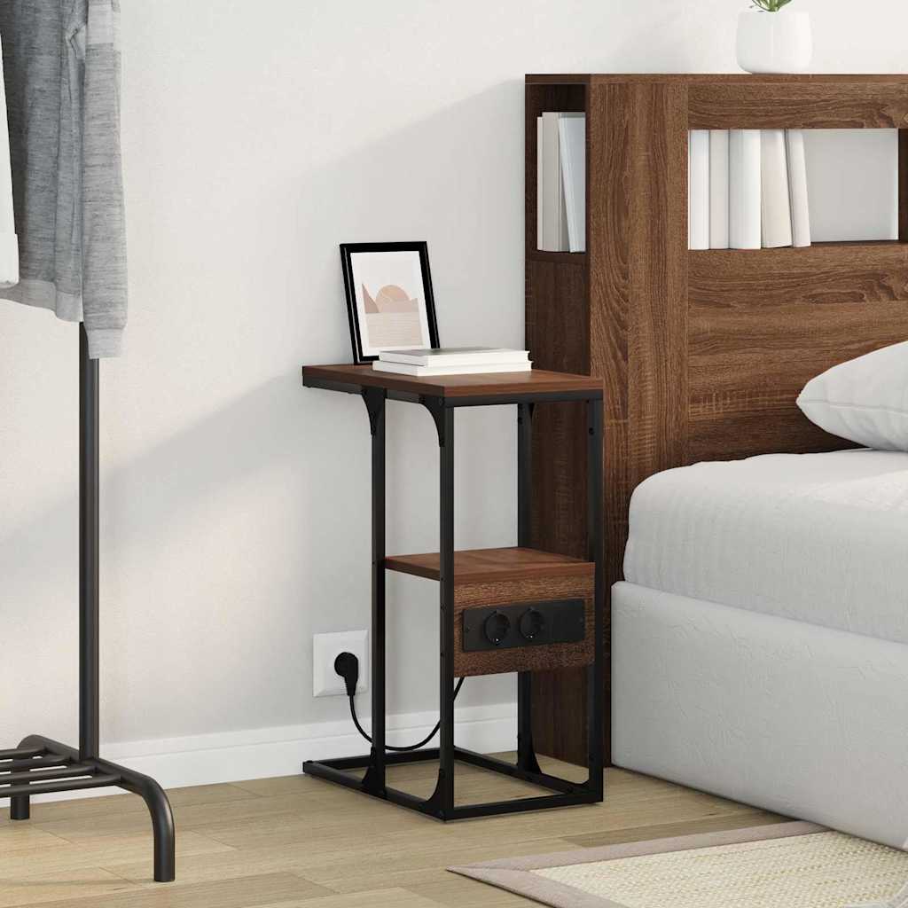 Bedside cabinet with drawer brown oak 41.5 x 26 x 60.5 cm