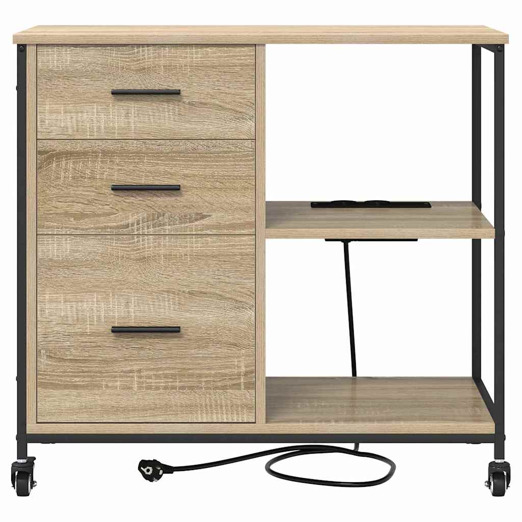 Kumode ar uzlādes staciju ozolkoka Sonomas apdarē 76 x 41 x 72 cm