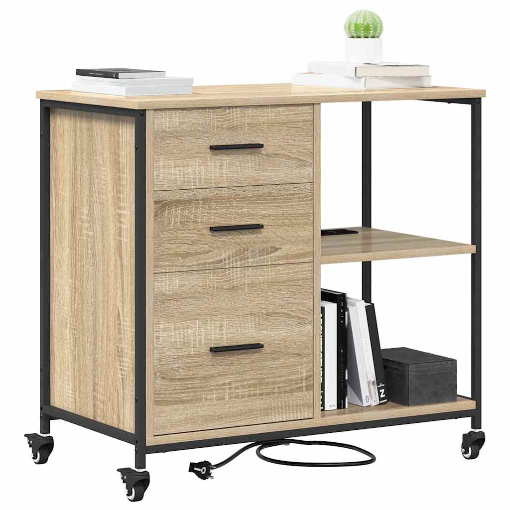 Kumode ar uzlādes staciju ozolkoka Sonomas apdarē 76 x 41 x 72 cm