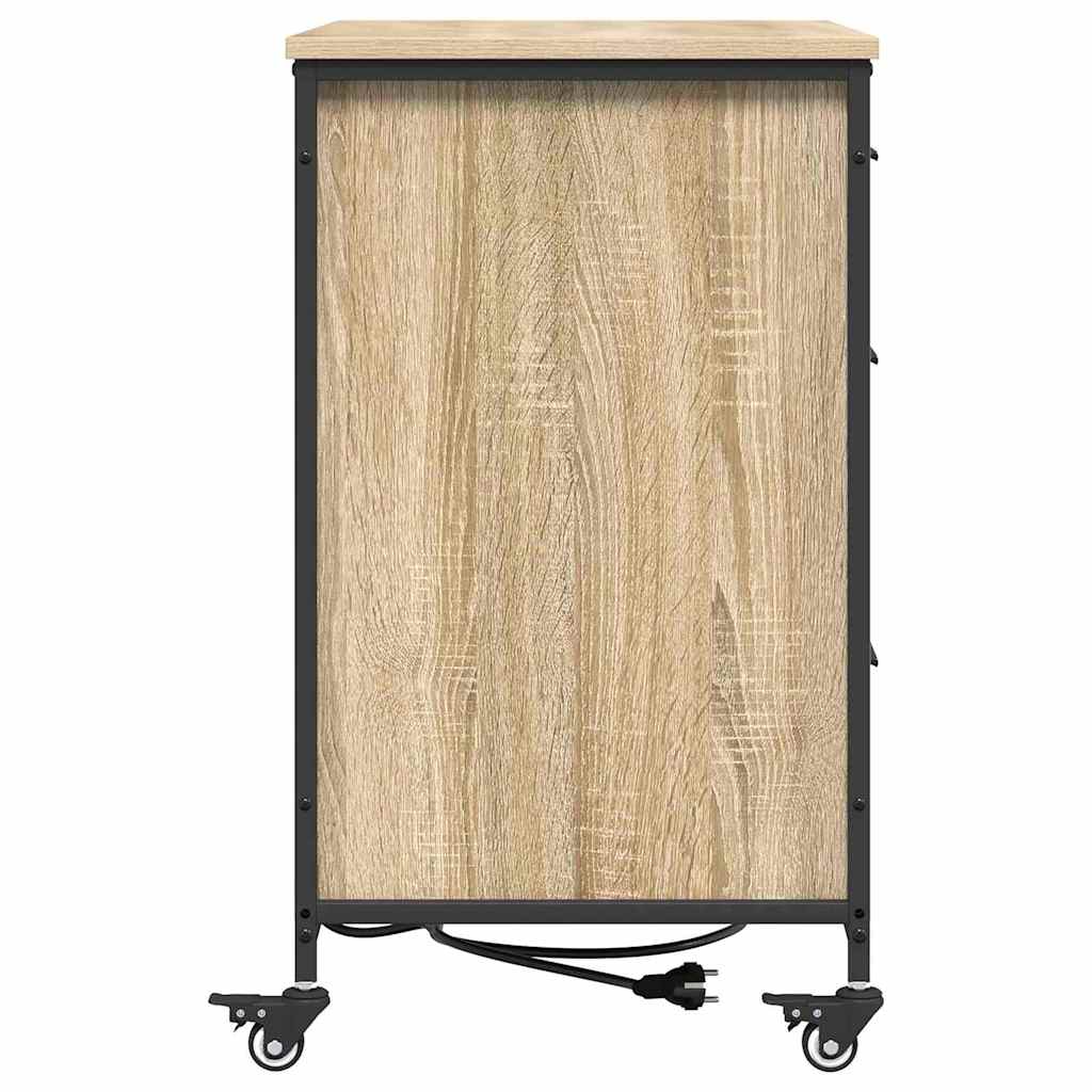 Kumode ar uzlādes staciju ozolkoka Sonomas apdarē 76 x 41 x 72 cm