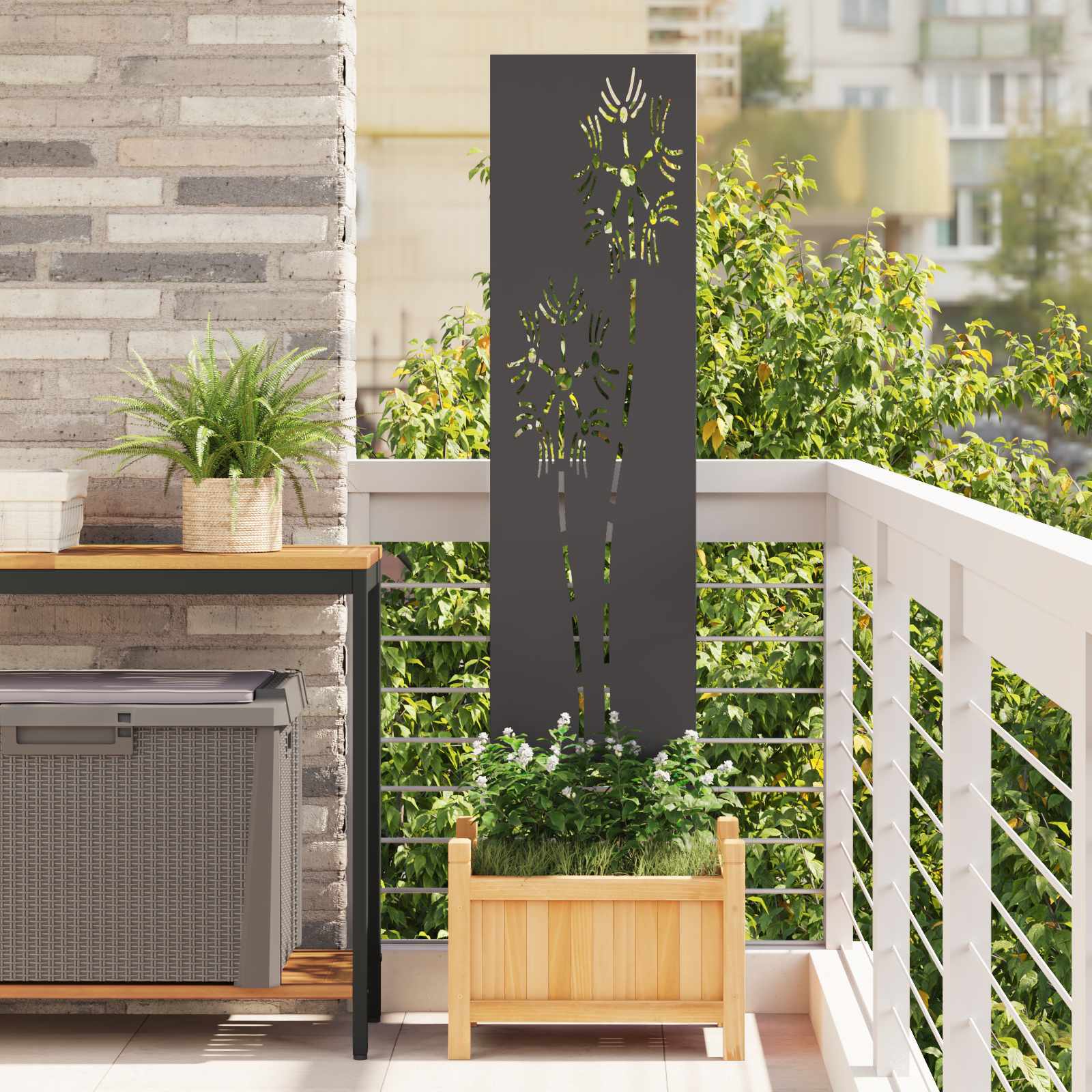 Sodo privatumo ekranas „Fretwork“ Juoda 32 x 140 cm