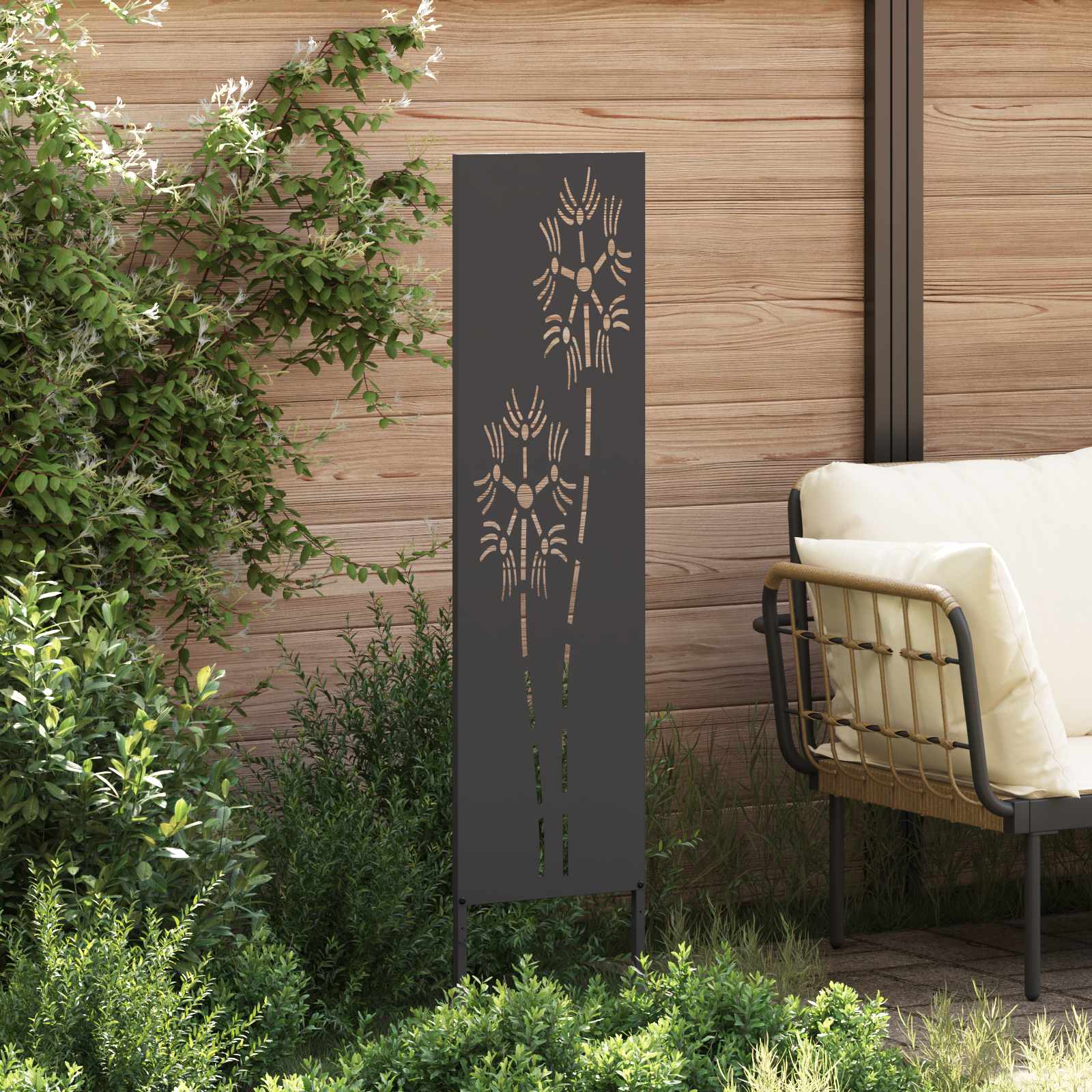 Sodo privatumo ekranas „Fretwork“ Juoda 32 x 140 cm