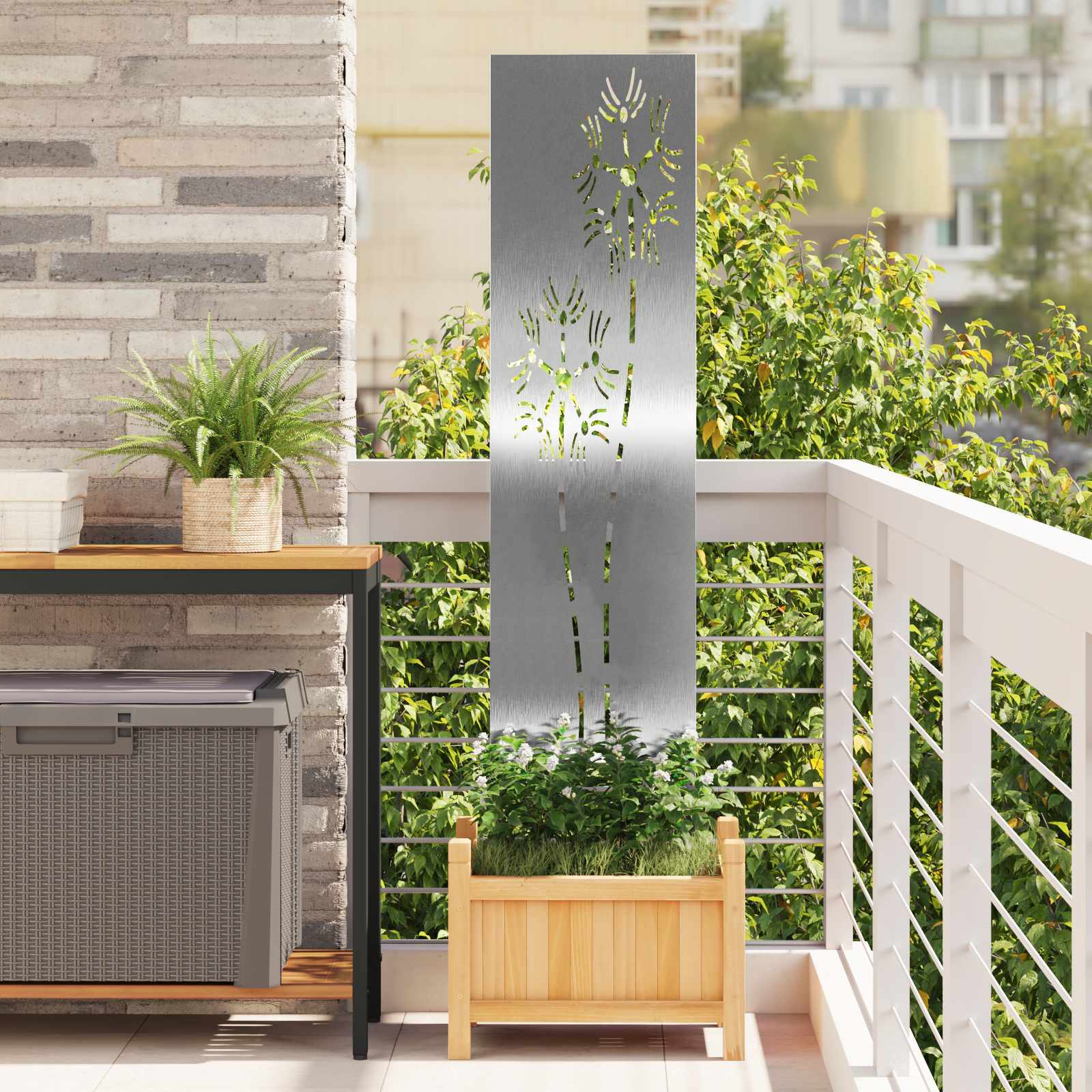 Sodo privatumo ekranas Sidabro 32 x 140 cm Nerūdijantis plienas