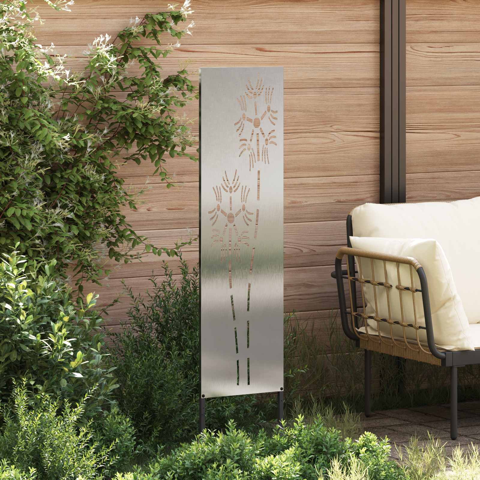 Sodo privatumo ekranas Sidabro 32 x 140 cm Nerūdijantis plienas