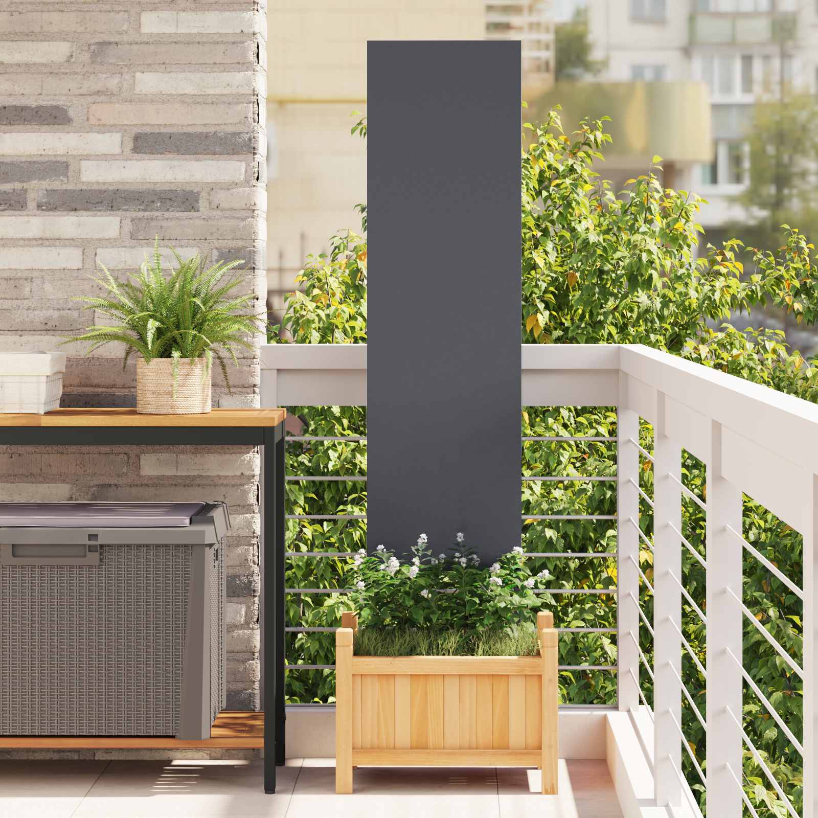 Garden privacy screen "Fretwork" Anthracite 32 x 140 cm