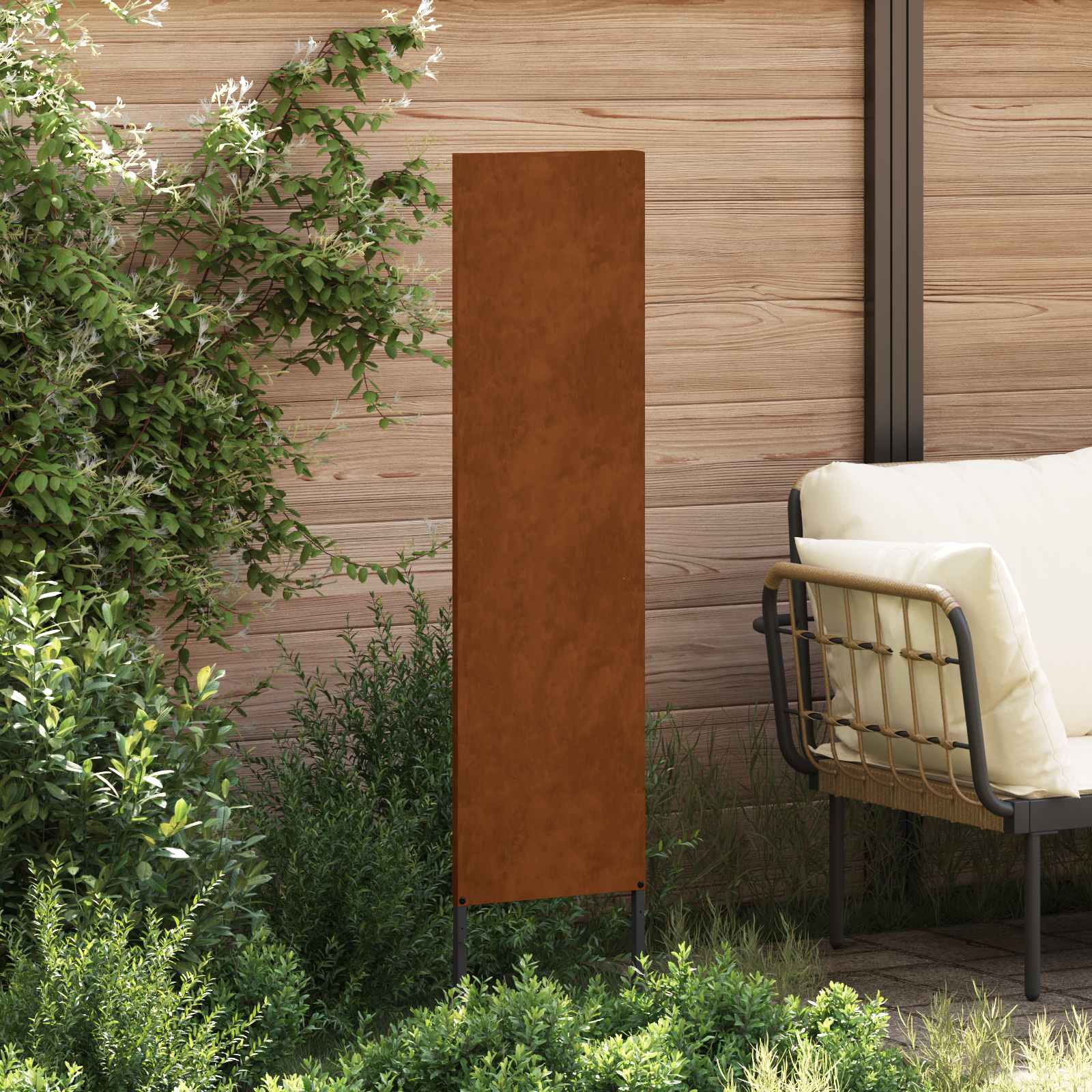Sodo privatumo ekranas „Fretwork“ Rūdijanti 32 x 140 cm