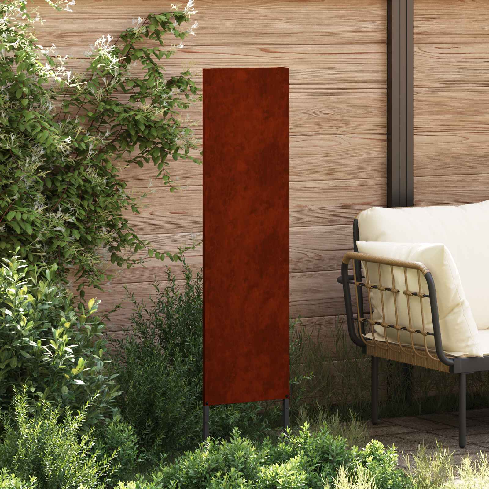 Garden Privacy Screen "Fretwork" Rusted 32 x 140 cm