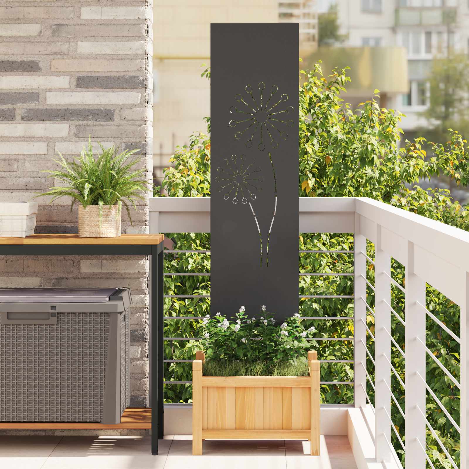 Garden Privacy Screen Fretwork Black 32 x 140 cm