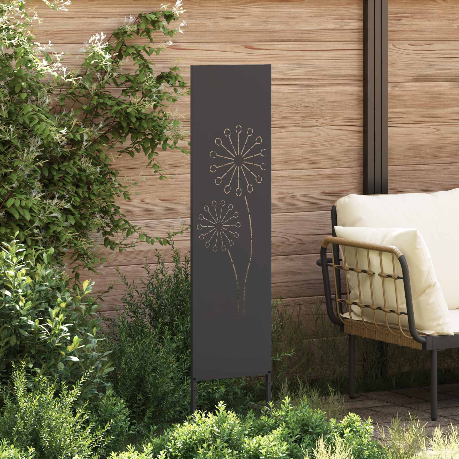 Garden Privacy Screen Fretwork Black 32 x 140 cm