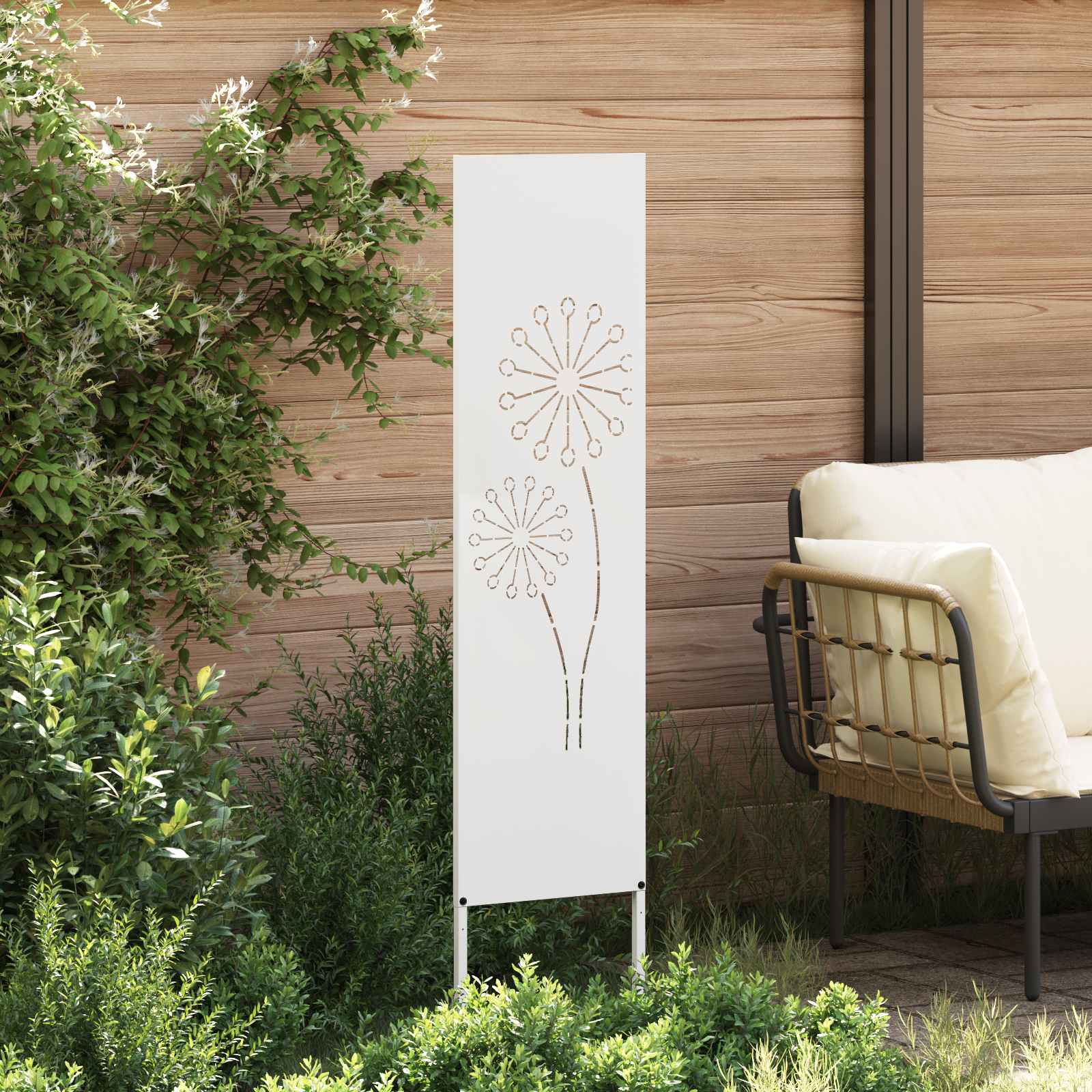Garden Privacy Screen "Fretwork" White 32 x 140 cm