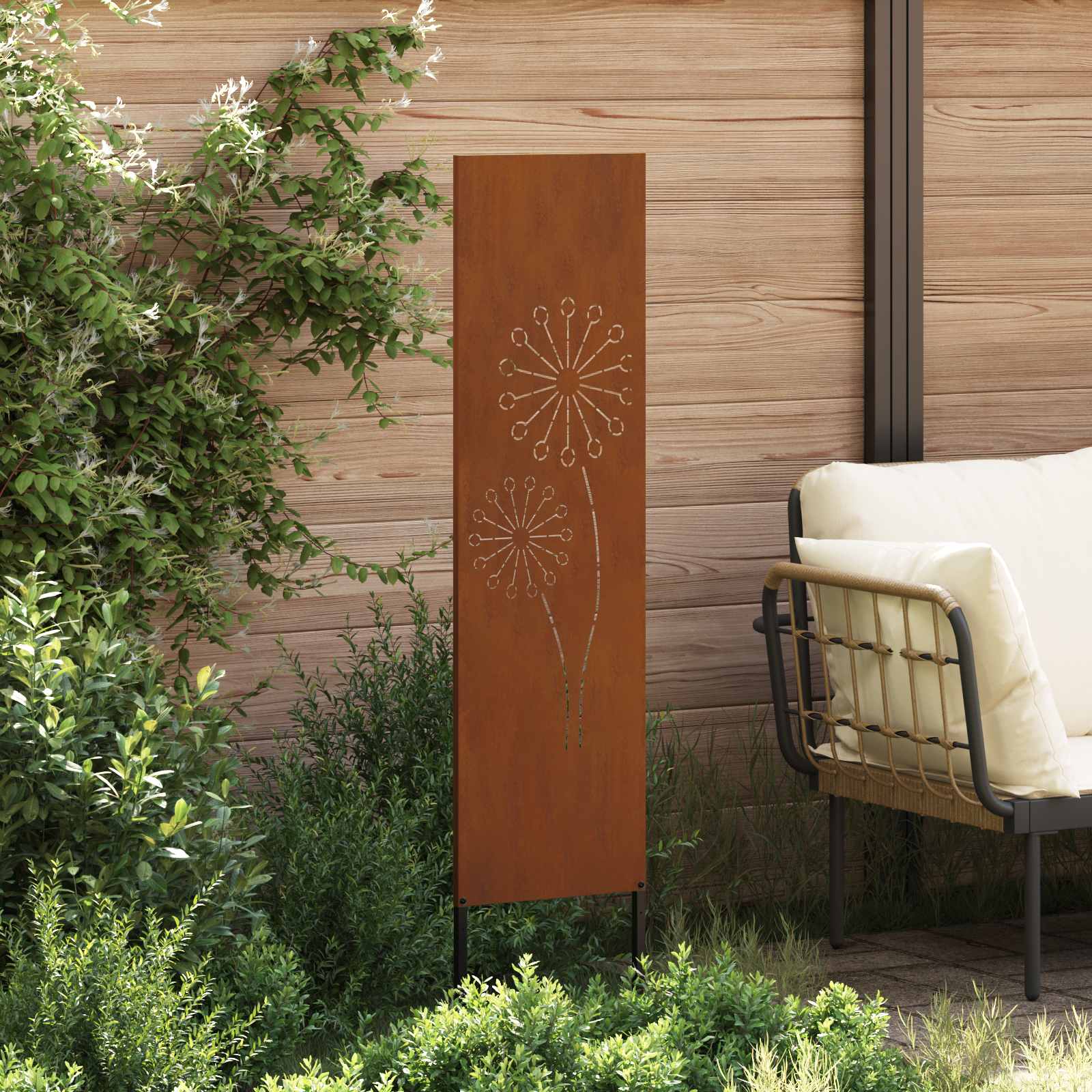 Sodo privatumo ekranas „Fretwork“ Rūdijanti 32 x 140 cm