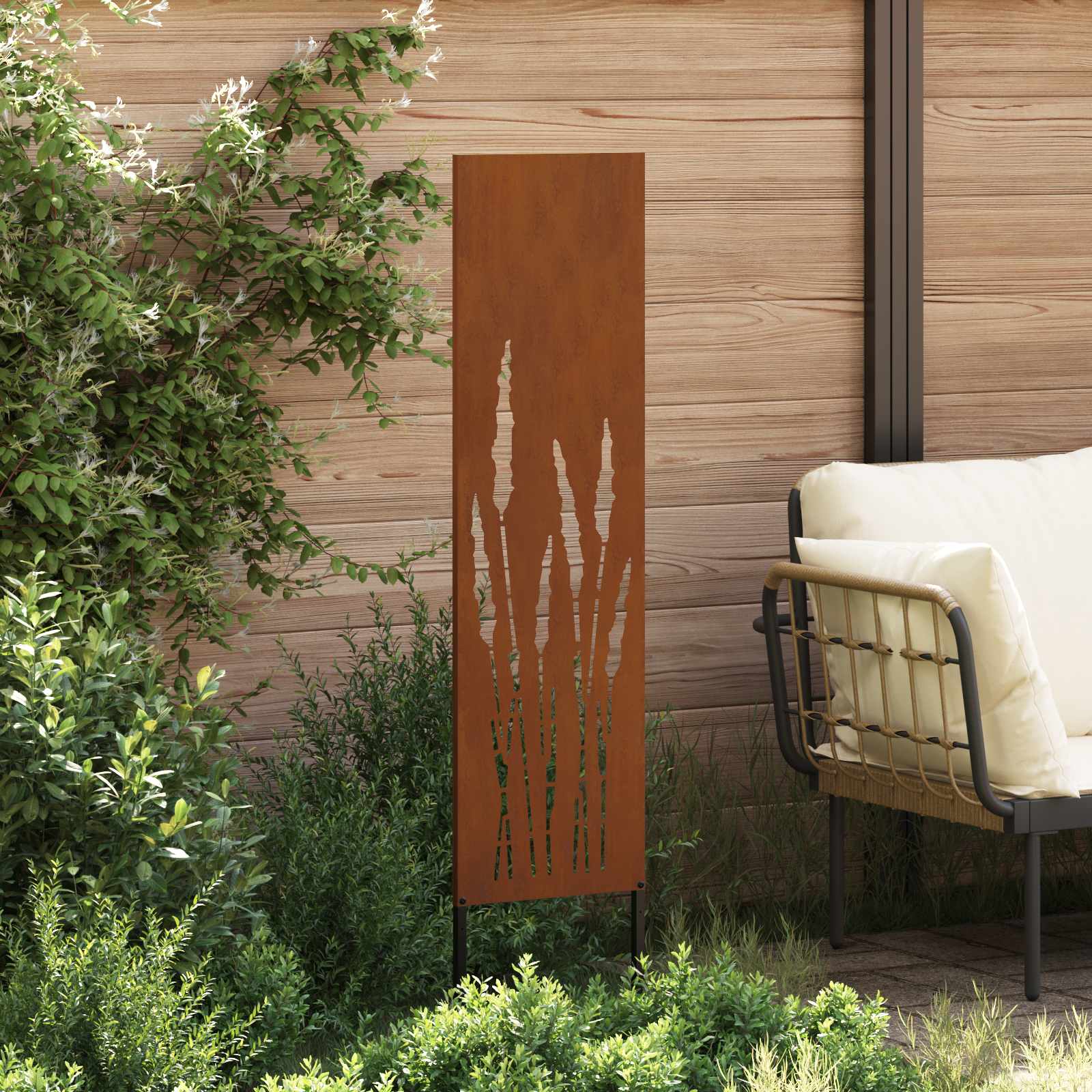 Sodo privatumo ekranas „Fretwork“ Rūdijanti 32 x 140 cm