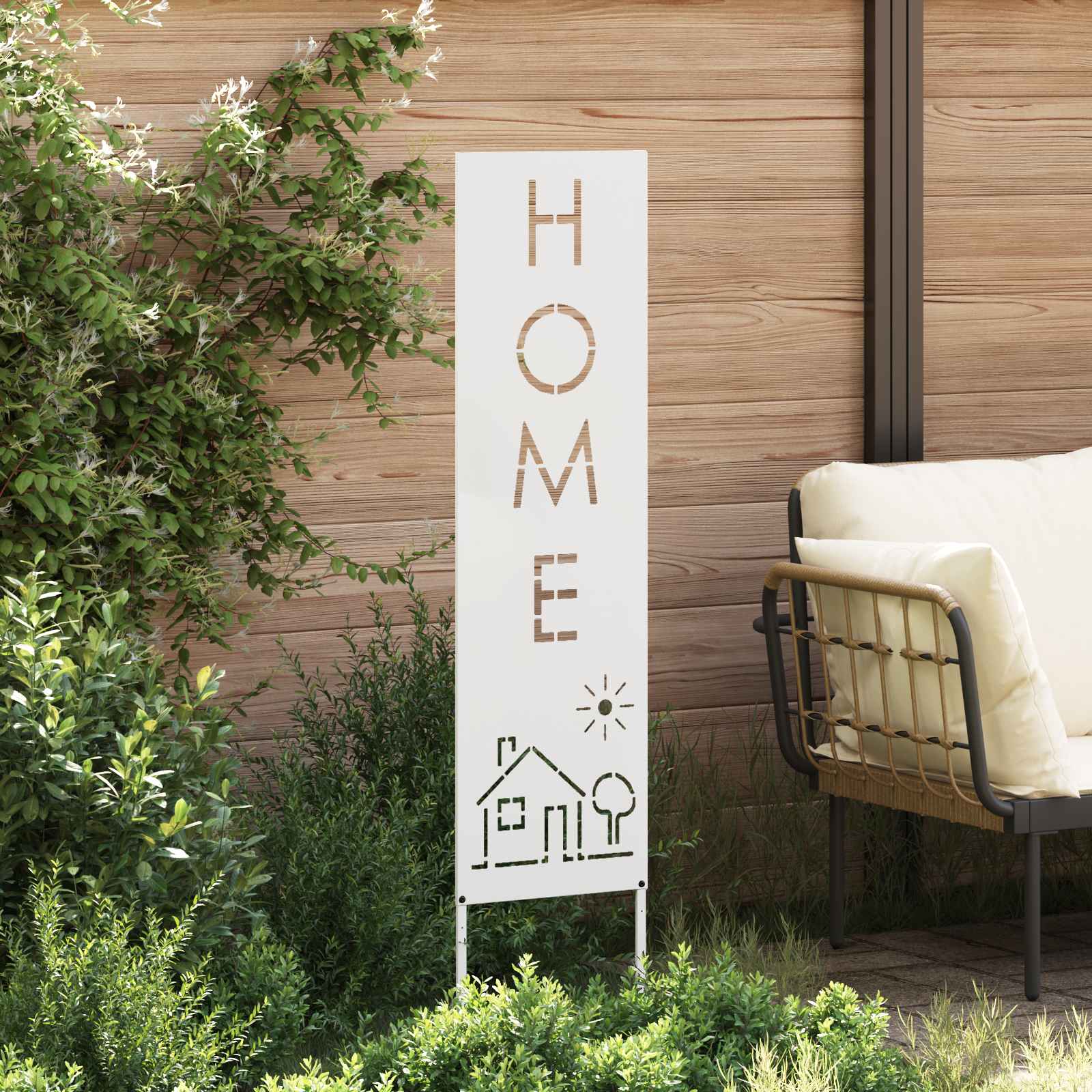Garden Privacy Screen "Fretwork" White 32 x 140 cm