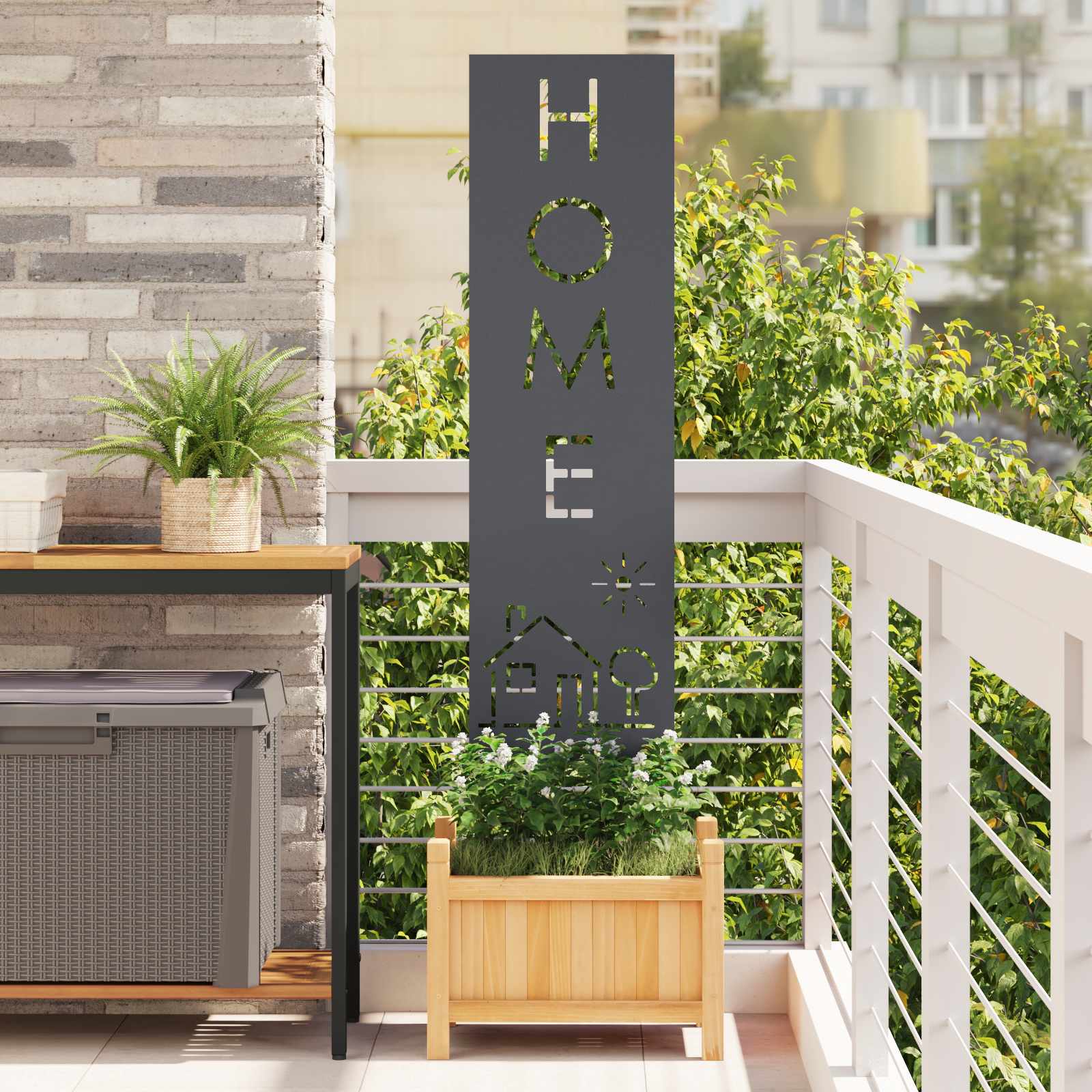 Garden privacy screen "Fretwork" Anthracite 32 x 140 cm