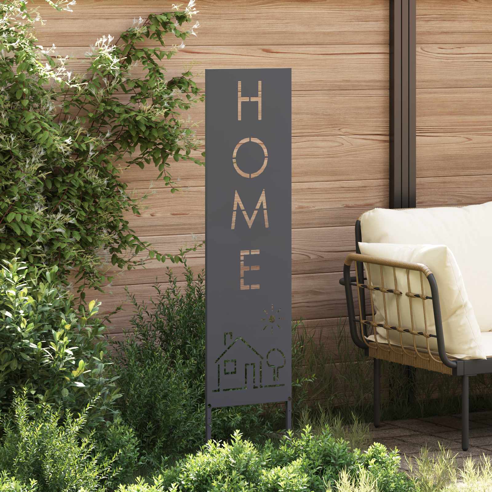 Garden privacy screen "Fretwork" Anthracite 32 x 140 cm