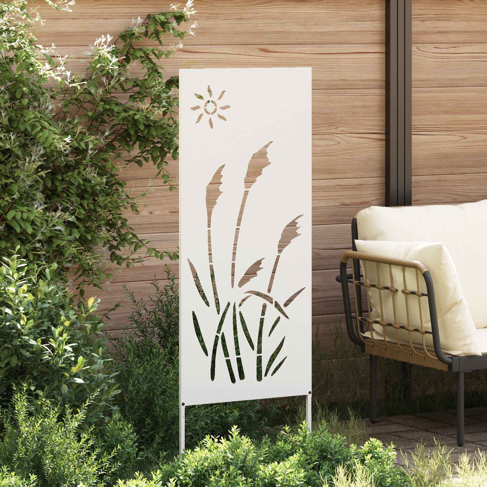 Dārza privātuma ekrāns „Fretwork“ Balts 50 x 140 cm
