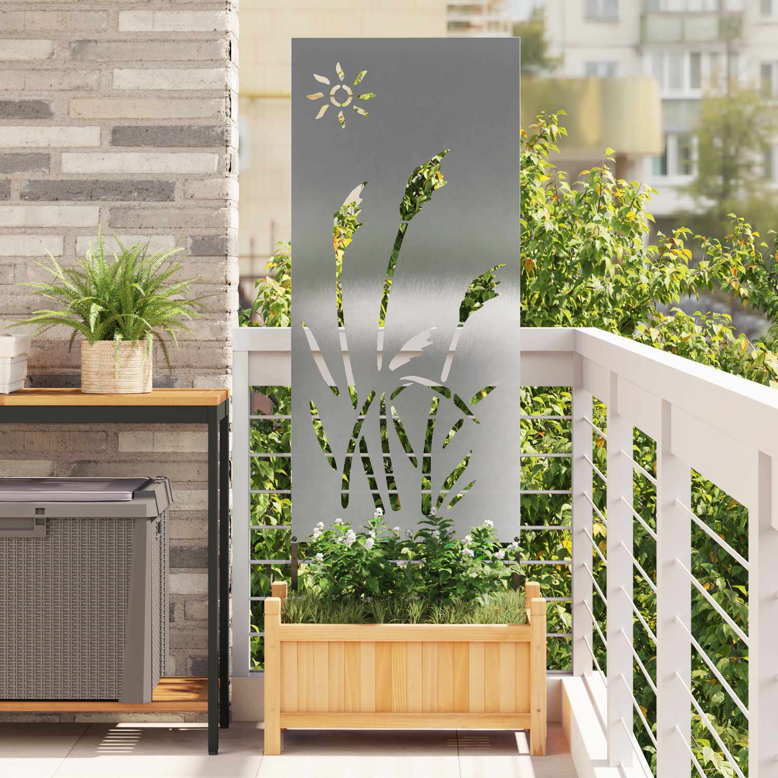 Sodo privatumo ekranas Sidabro 50 x 140 cm Nerūdijantis plienas