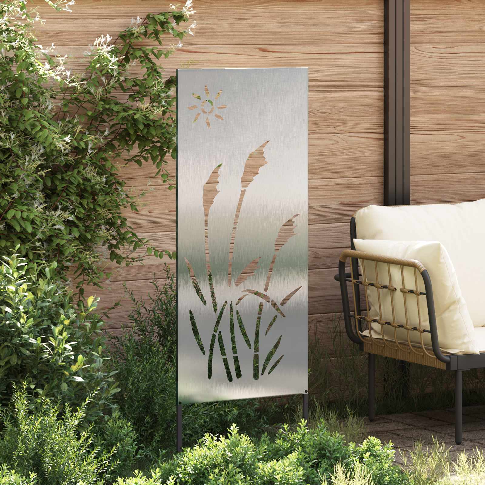 Sodo privatumo ekranas Sidabro 50 x 140 cm Nerūdijantis plienas