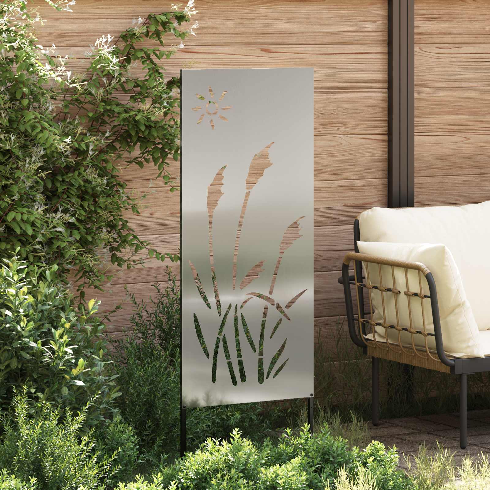 Sodo privatumo ekranas „Fretwork“ Sidabro 50 x 140 cm