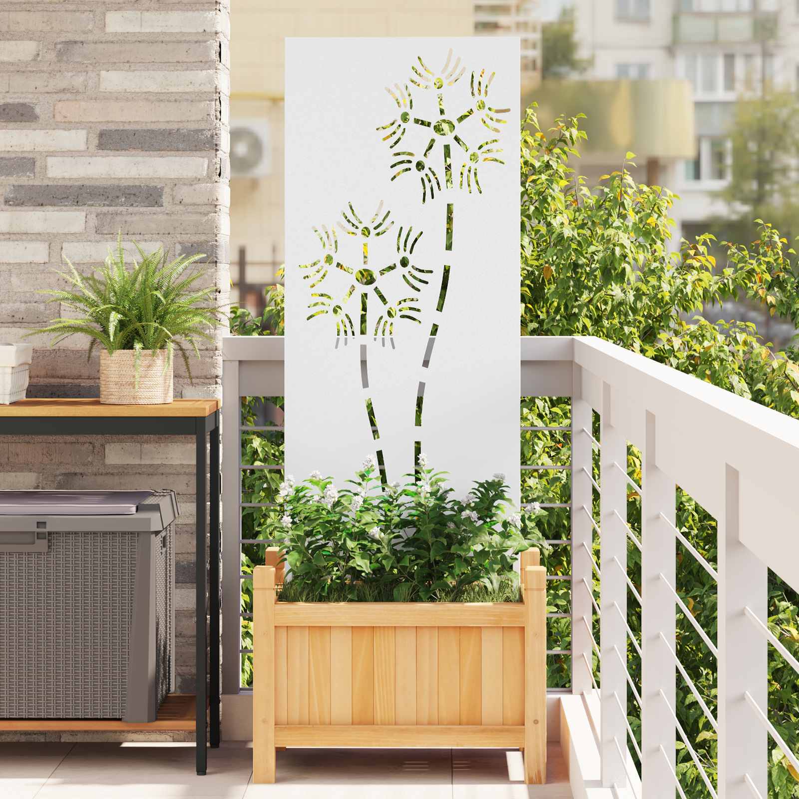Sodo privatumo ekranas „Fretwork“ Balta 50 x 140 cm