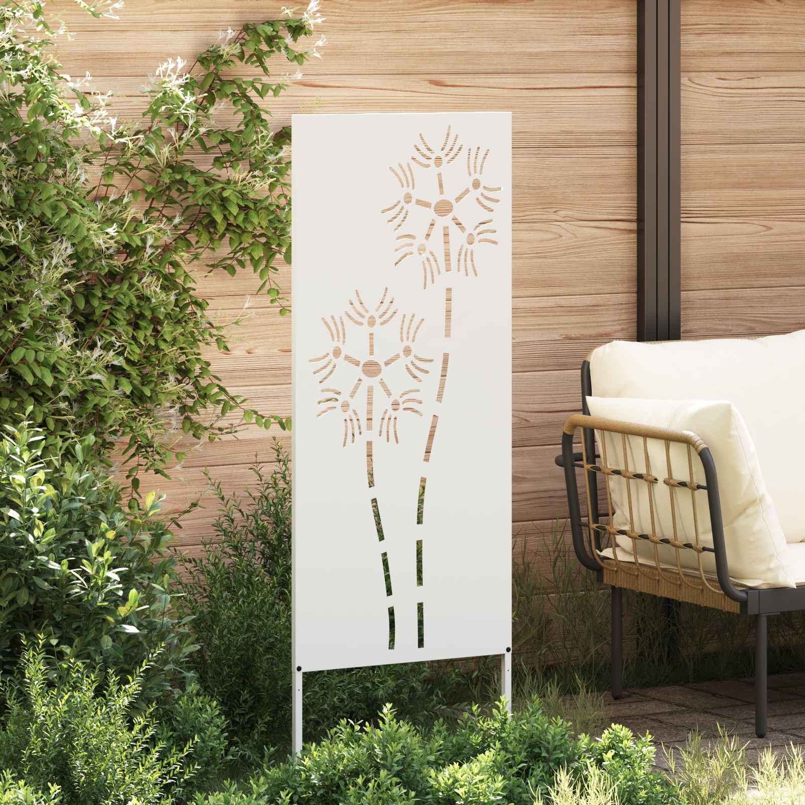 Sodo privatumo ekranas „Fretwork“ Balta 50 x 140 cm