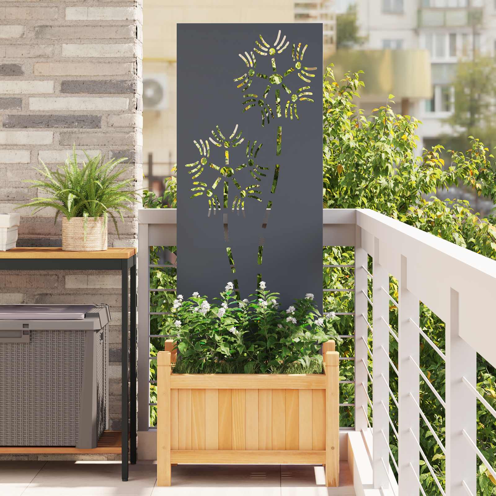 Sodo privatumo ekranas „Fretwork“ Antracitas 50 x 140 cm