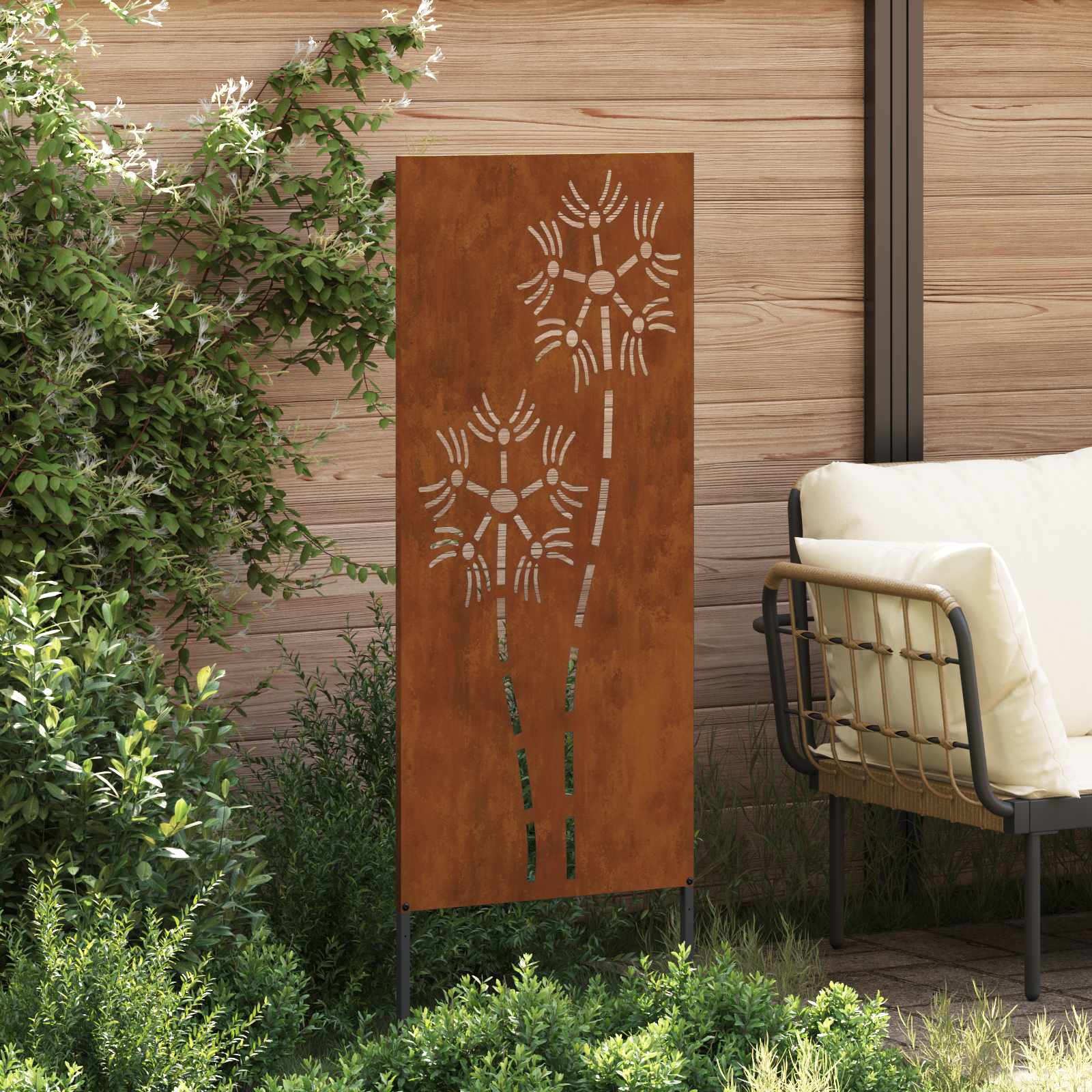 Sodo privatumo ekranas „Fretwork“ Rūdijanti 50 x 140 cm