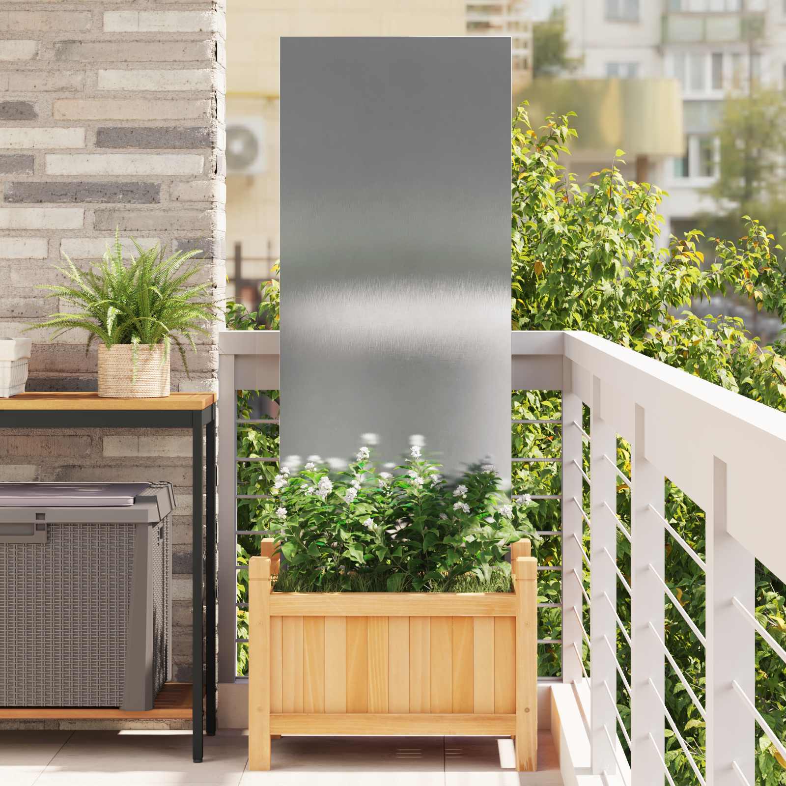 Garden privacy screen Silver 50 x 140 cm Stainless steel