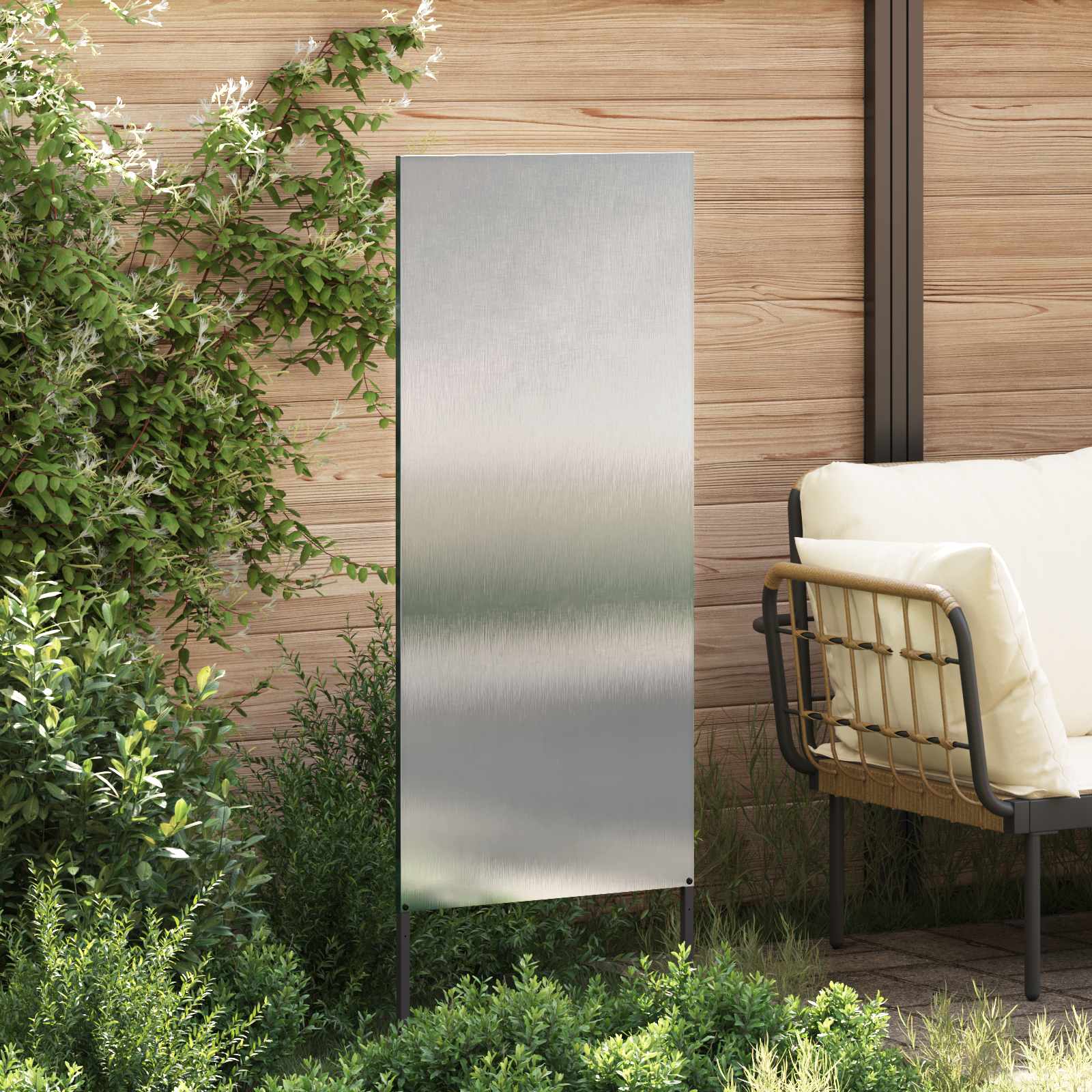 Garden privacy screen Silver 50 x 140 cm Stainless steel
