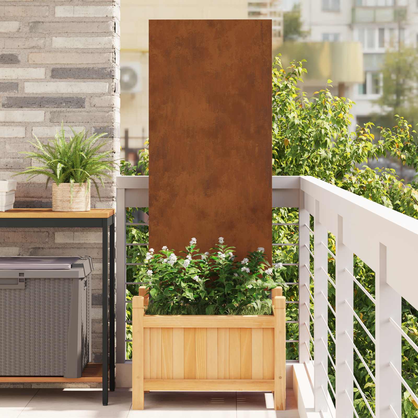 Sodo privatumo ekranas „Fretwork“ Rūdijanti 50 x 140 cm