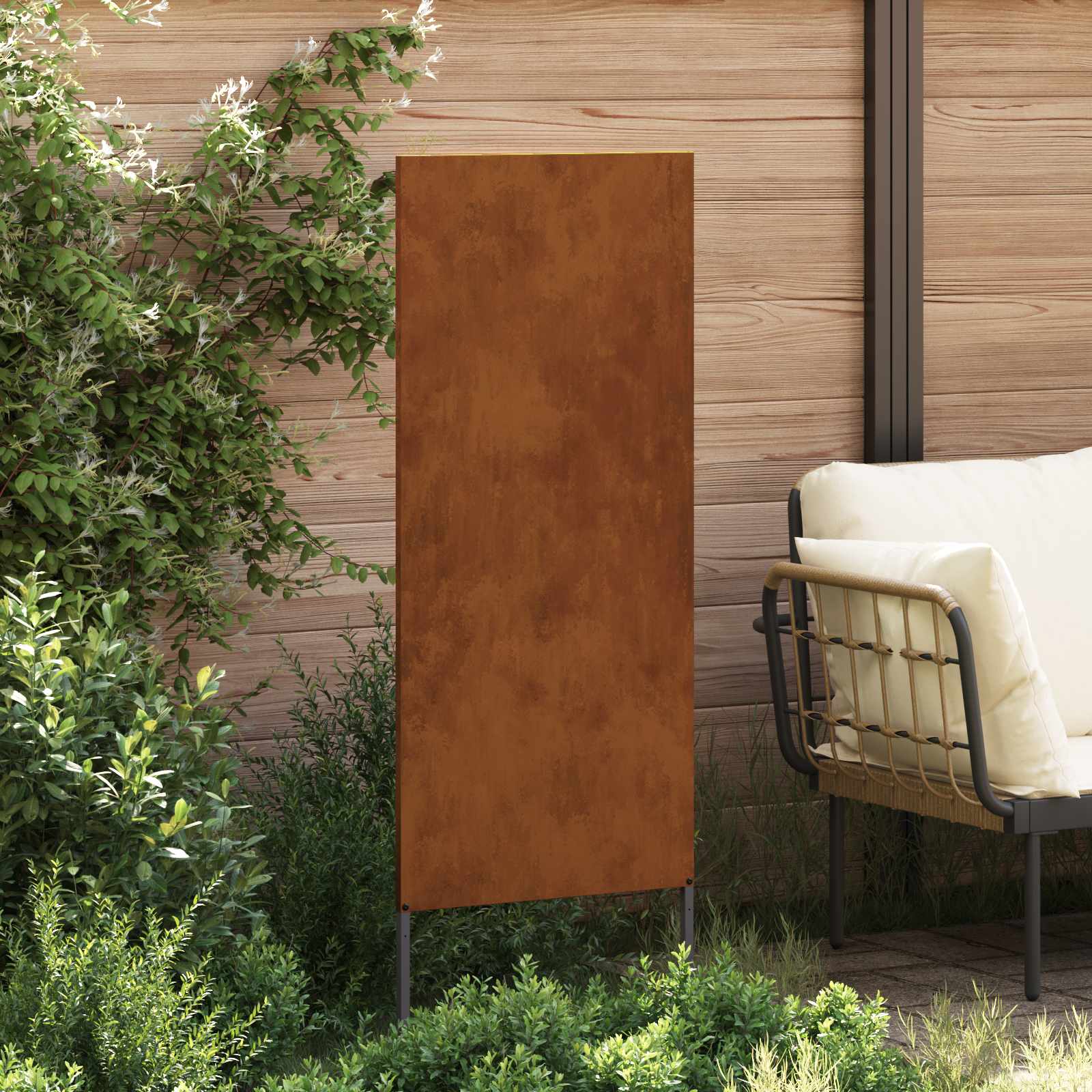 Sodo privatumo ekranas „Fretwork“ Rūdijanti 50 x 140 cm