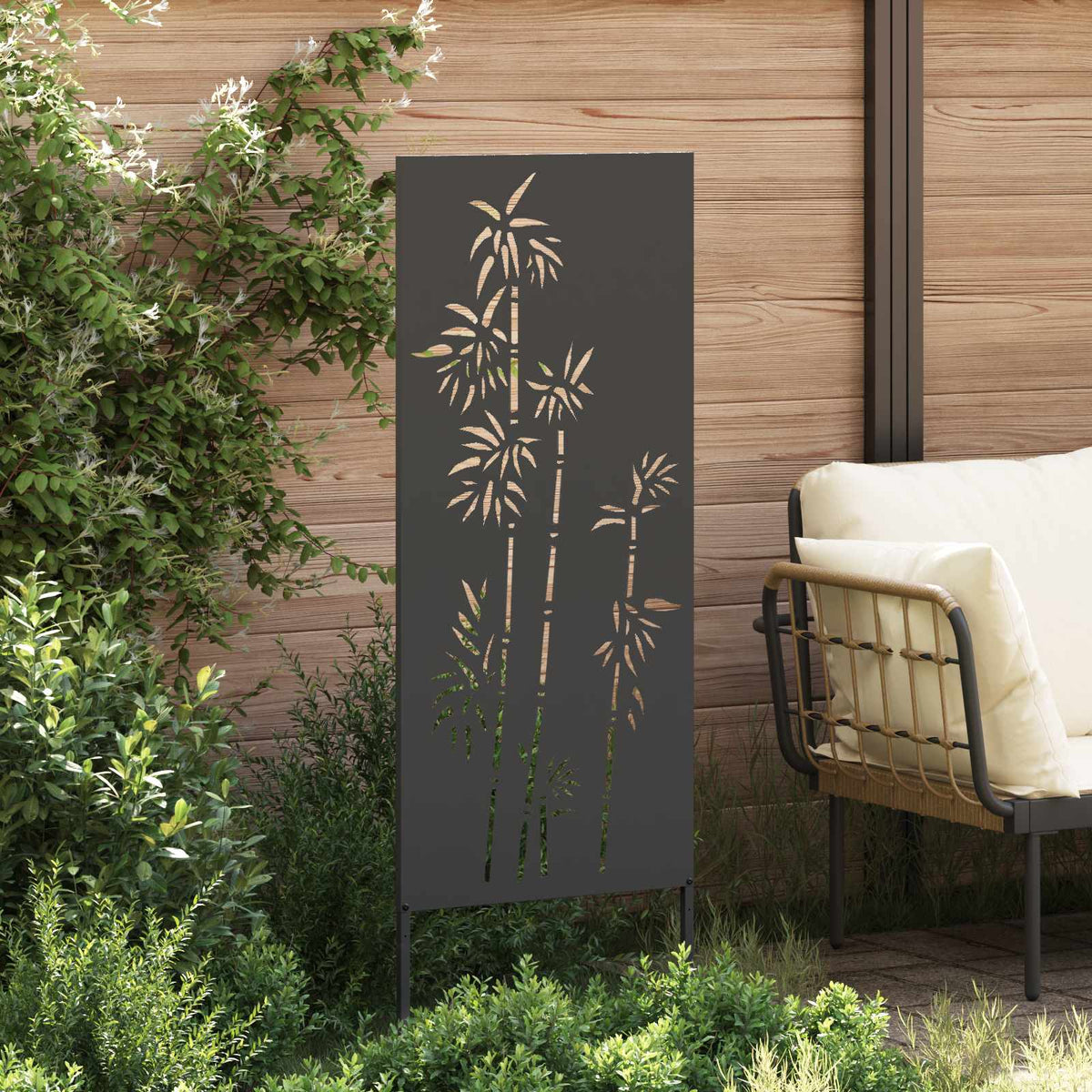 Sodo privatumo ekranas Gėlių Juoda 50 x 140 cm