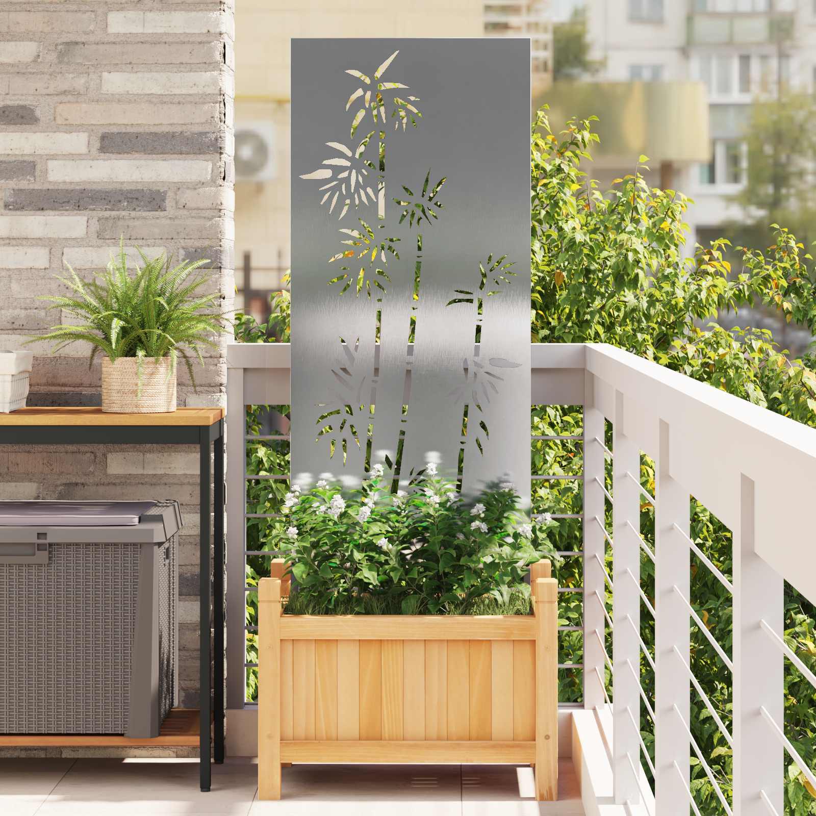 Sodo privatumo ekranas Sidabro 50 x 140 cm Nerūdijantis plienas