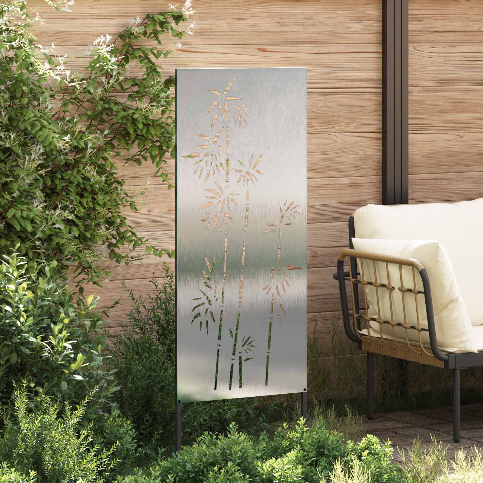 Sodo privatumo ekranas Sidabro 50 x 140 cm Nerūdijantis plienas