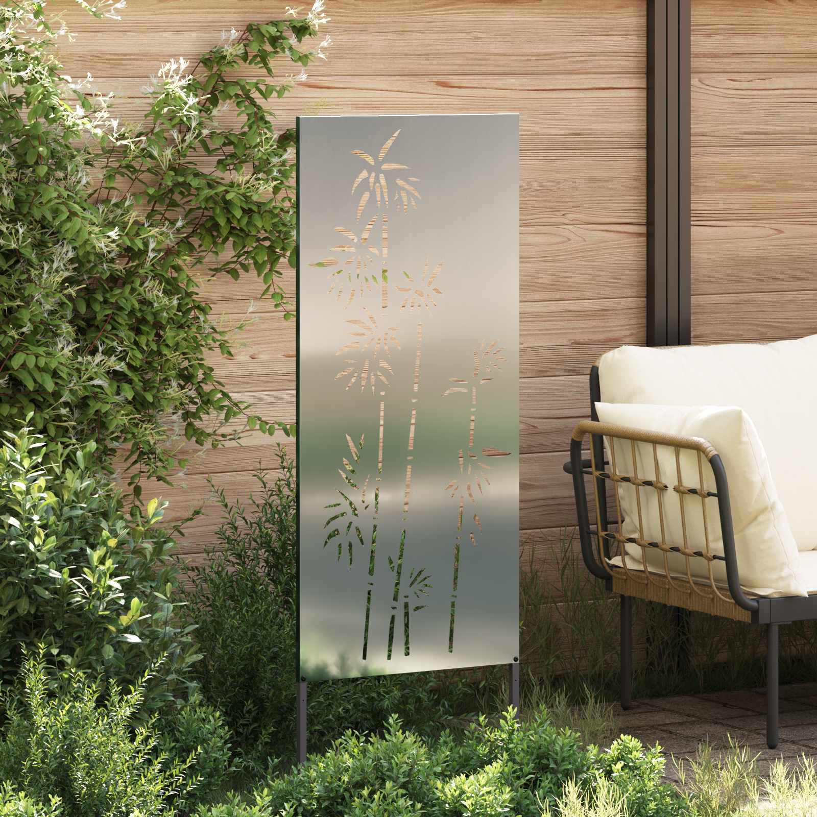Sodo privatumo ekranas Gėlių Sidabro 50 x 140 cm
