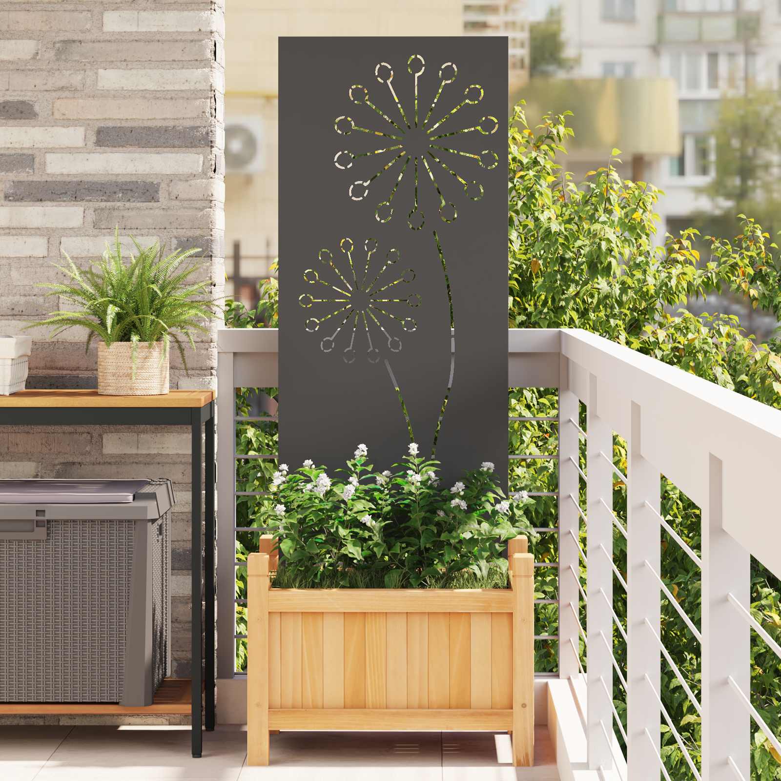 Sodo privatumo ekranas „Fretwork“ Juoda 50 x 140 cm