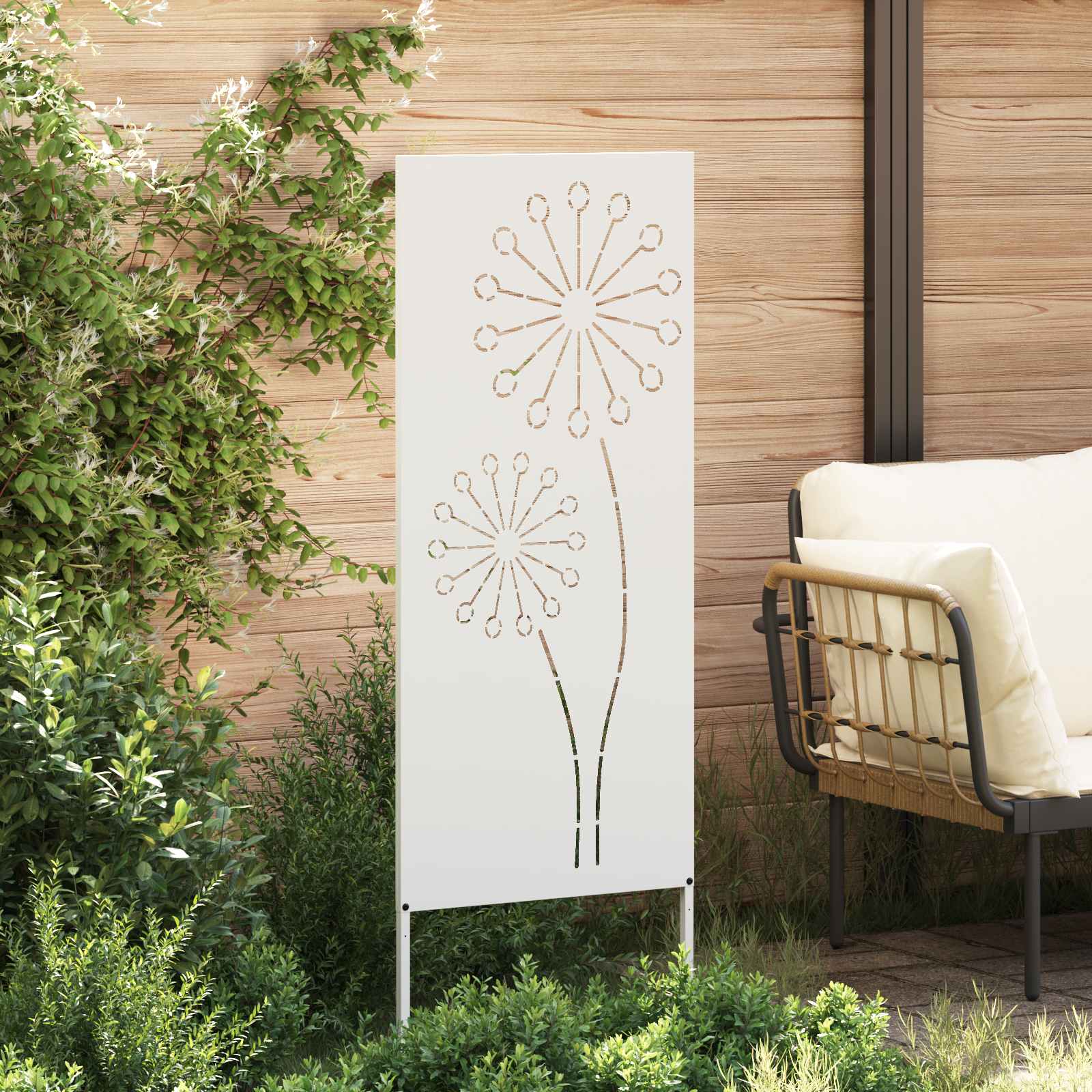 Sodo privatumo ekranas „Fretwork“ Balta 50 x 140 cm