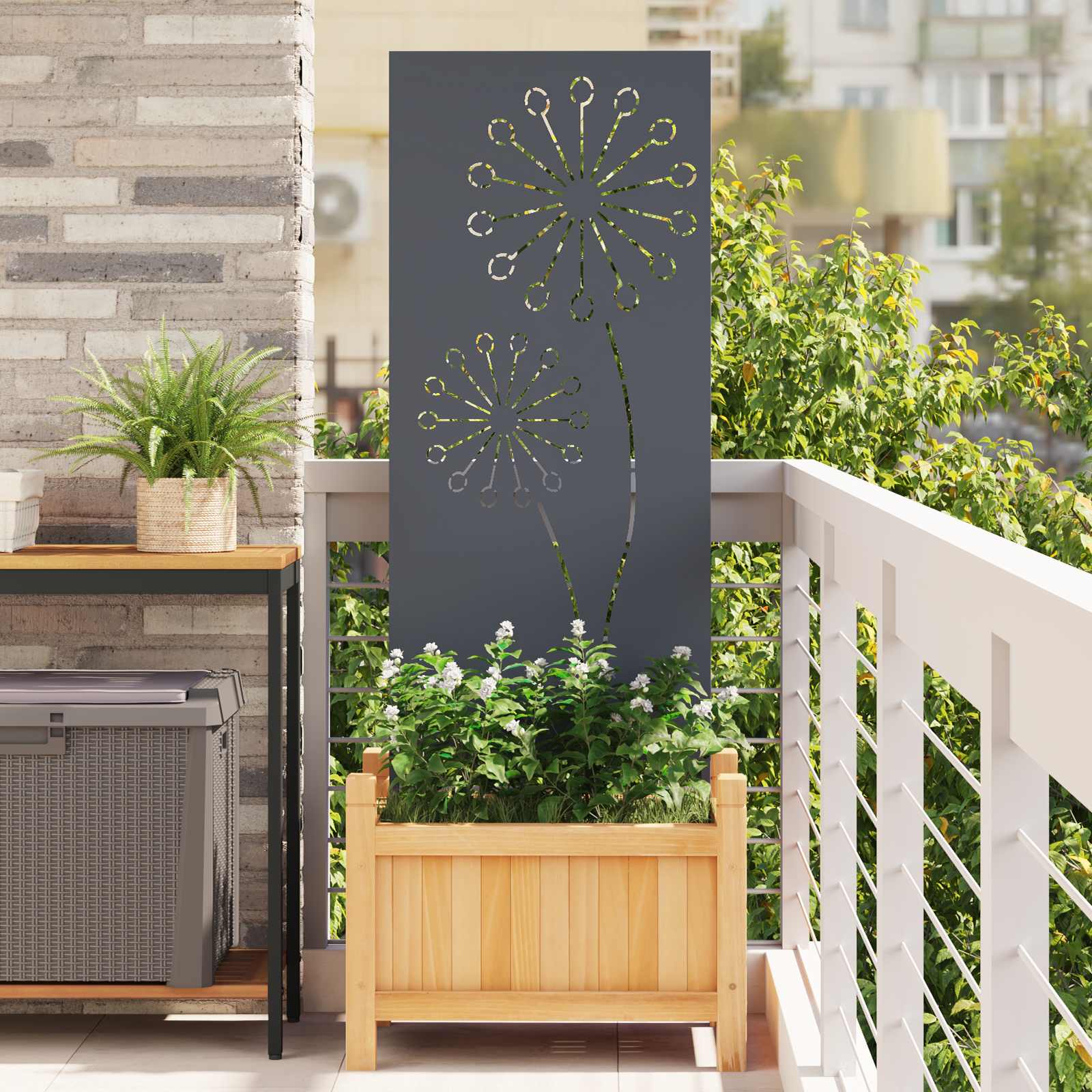 Sodo privatumo ekranas „Fretwork“ Antracitas 50 x 140 cm