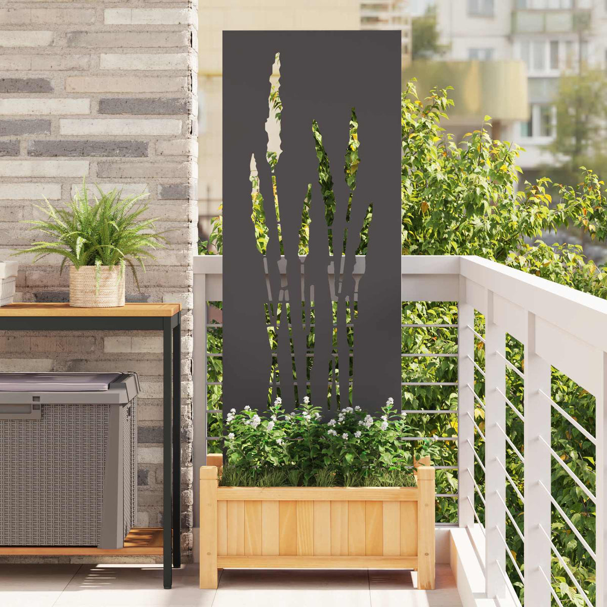 Sodo privatumo ekranas Gėlių Juoda 50 x 140 cm