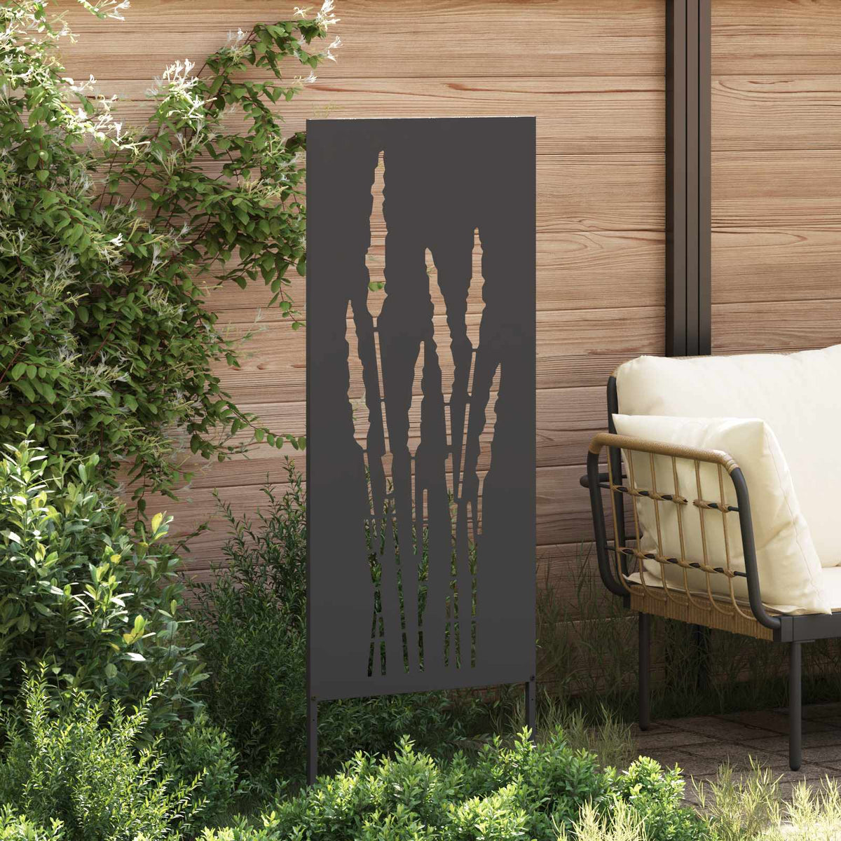 Sodo privatumo ekranas Gėlių Juoda 50 x 140 cm