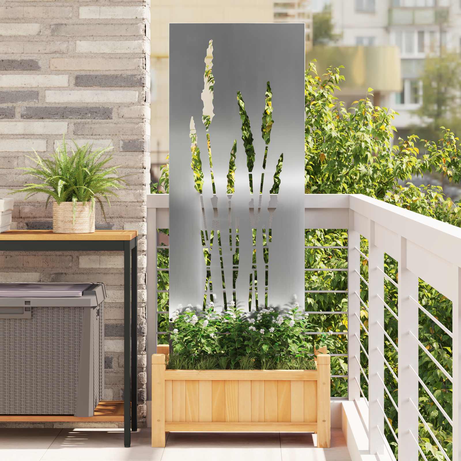 Sodo privatumo ekranas Gėlių Sidabro 50 x 140 cm