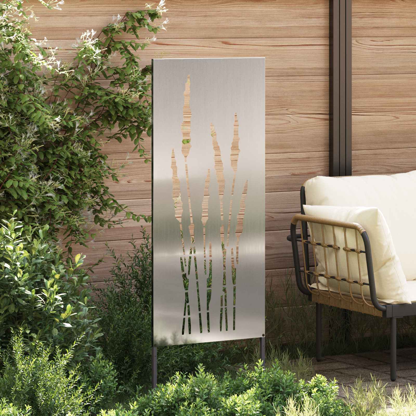 Sodo privatumo ekranas Gėlių Sidabro 50 x 140 cm