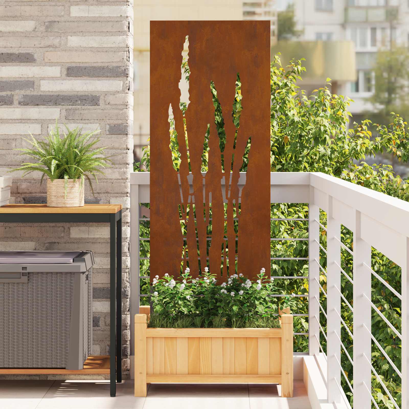 Sodo privatumo ekranas Gėlių Rūdijanti 50 x 140 cm