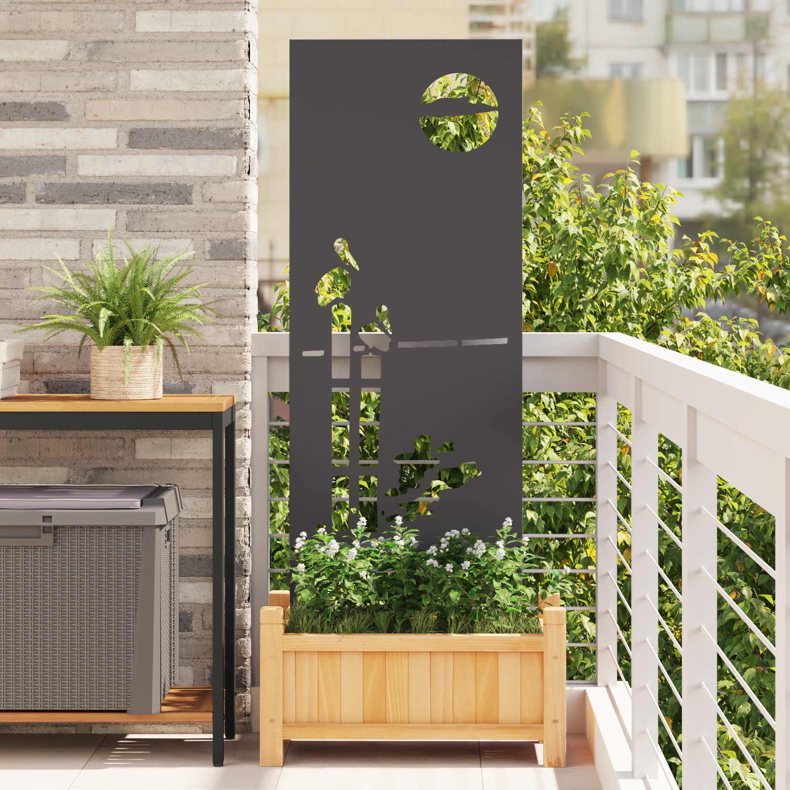 Sodo privatumo ekranas „Fretwork“ Juoda 50 x 140 cm
