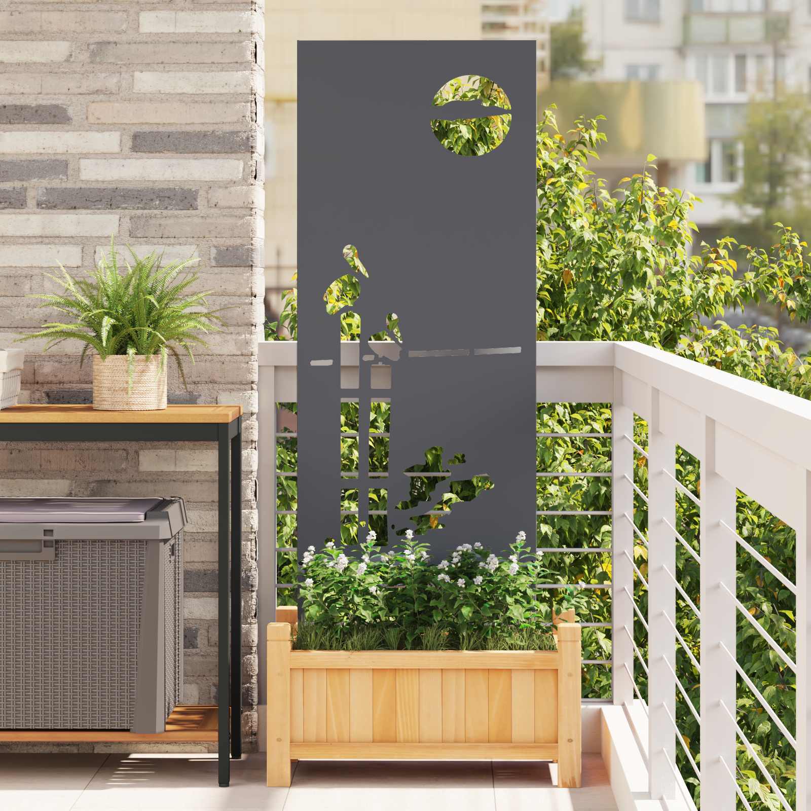 Garden Privacy Screen "Fretwork" Anthracite 50 x 140 cm