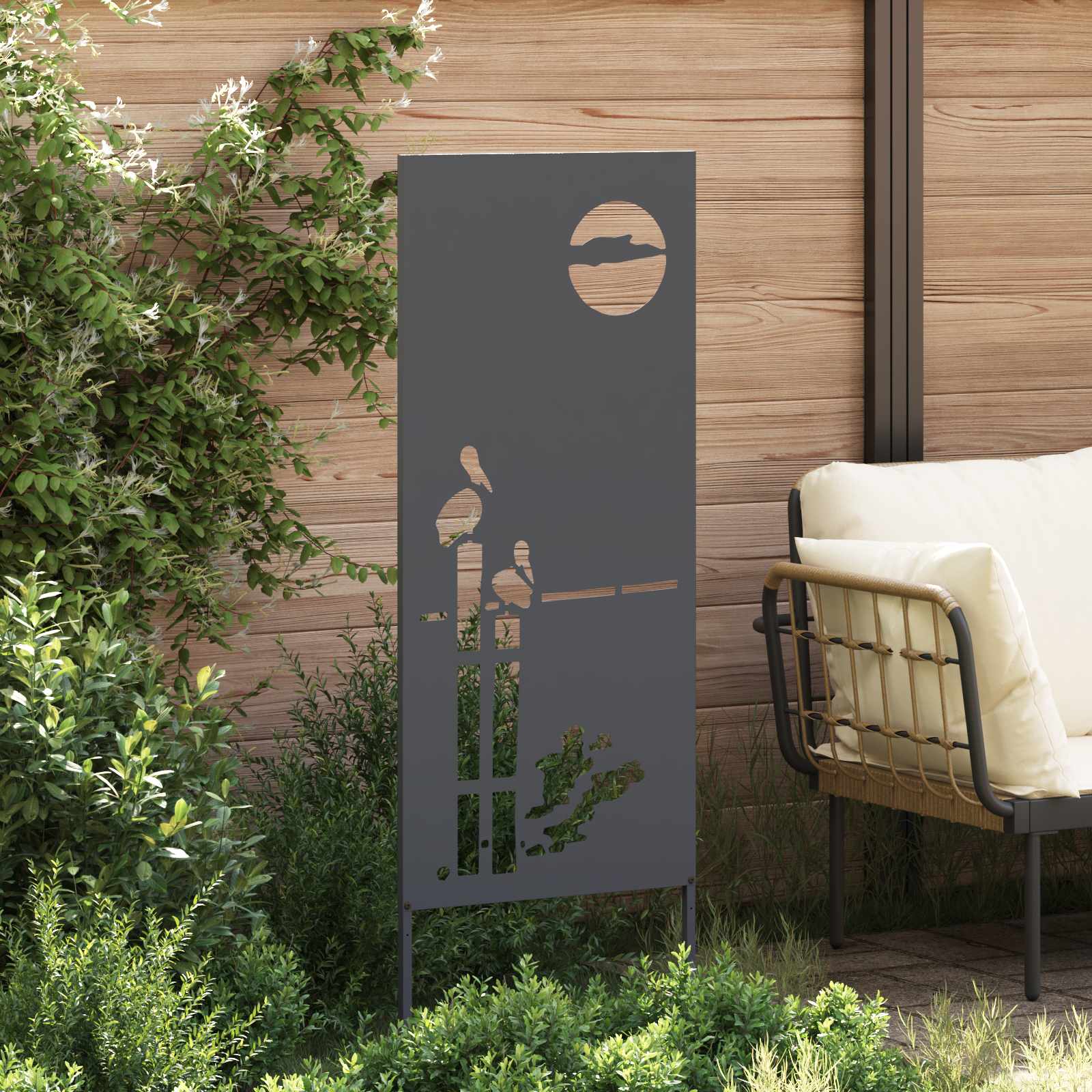 Garden Privacy Screen "Fretwork" Anthracite 50 x 140 cm