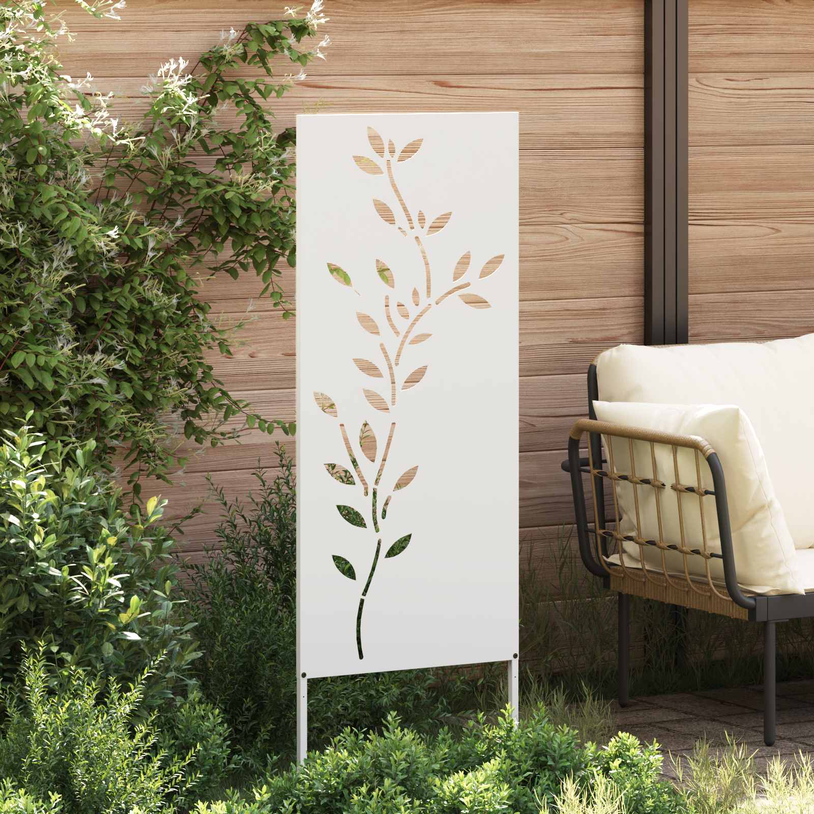 Sodo privatumo ekranas Gėlių Balta 50 x 140 cm
