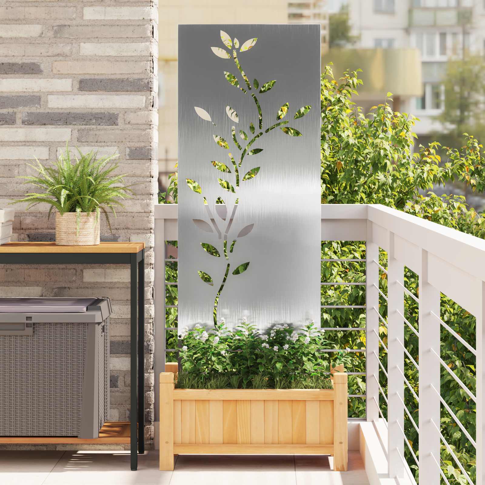 Sodo privatumo ekranas Sidabro 50 x 140 cm Nerūdijantis plienas