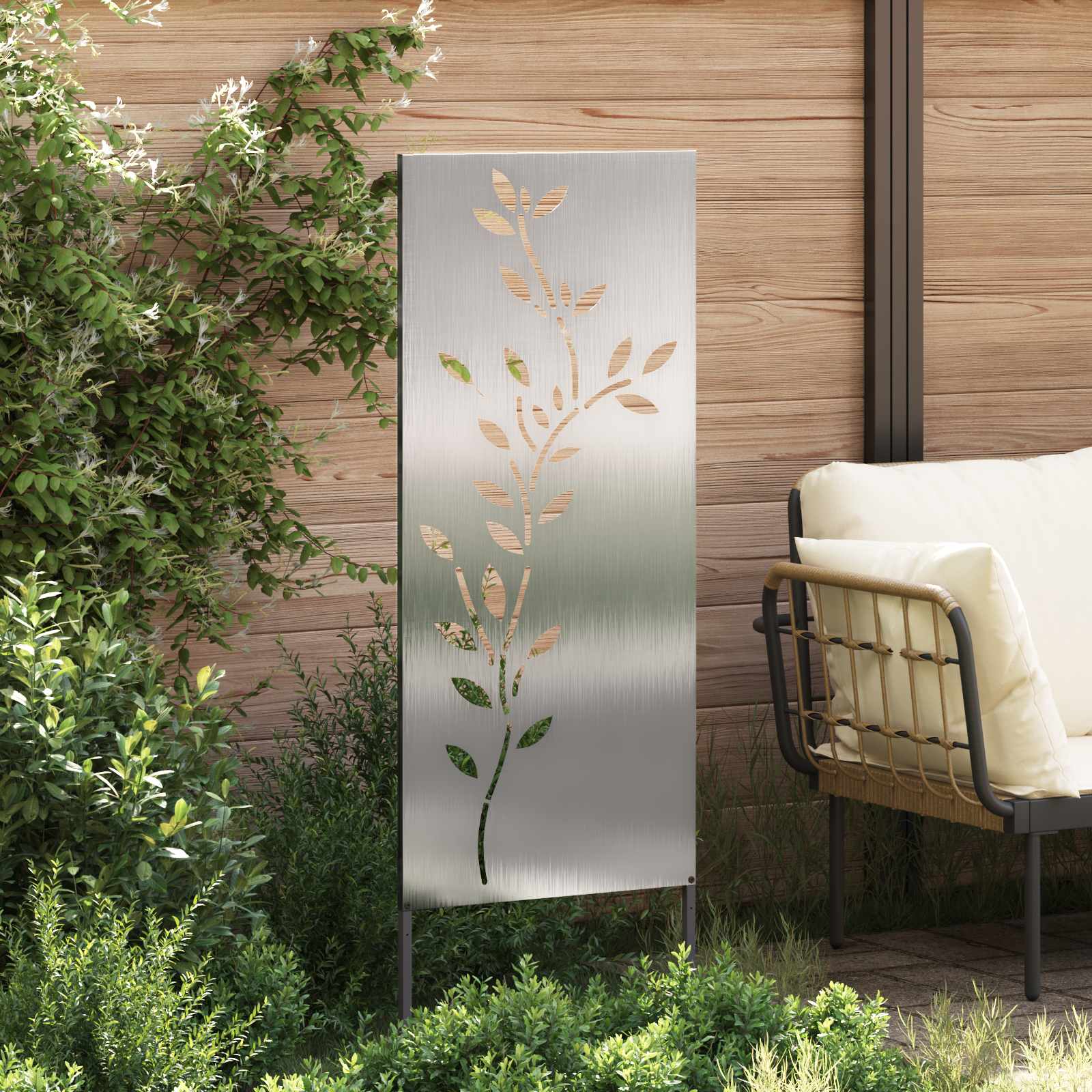 Sodo privatumo ekranas Sidabro 50 x 140 cm Nerūdijantis plienas