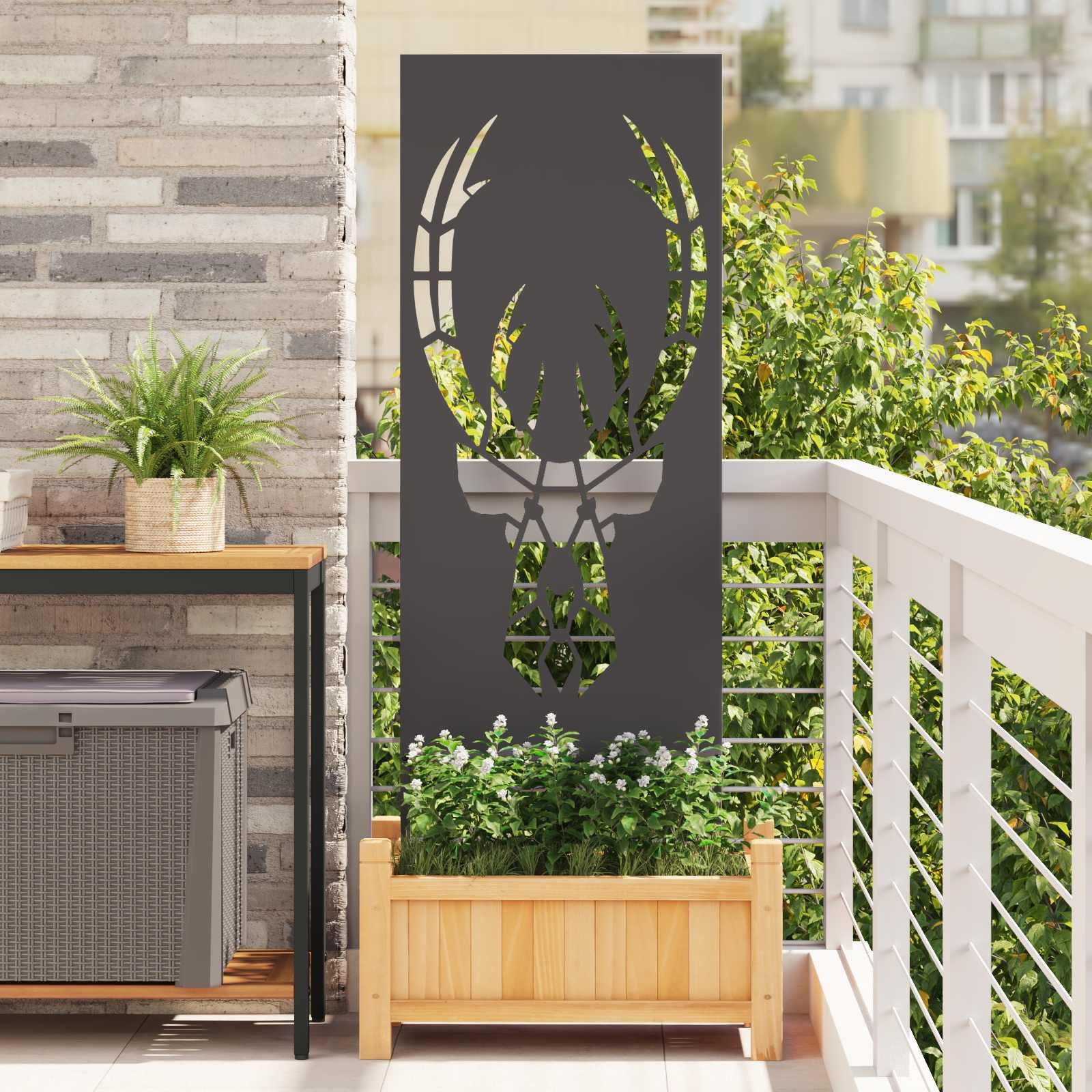 Dārza privātuma aizsegs Dzīvnieku raksti Melns 50 x 140 cm